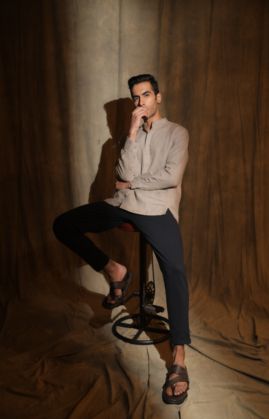 PANELLED LINEN SHIRT