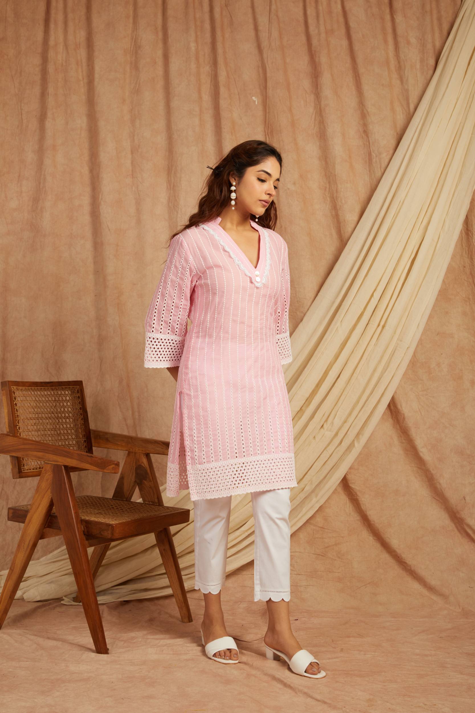 Pink Self Adorned Co Ord Set - Set of 2