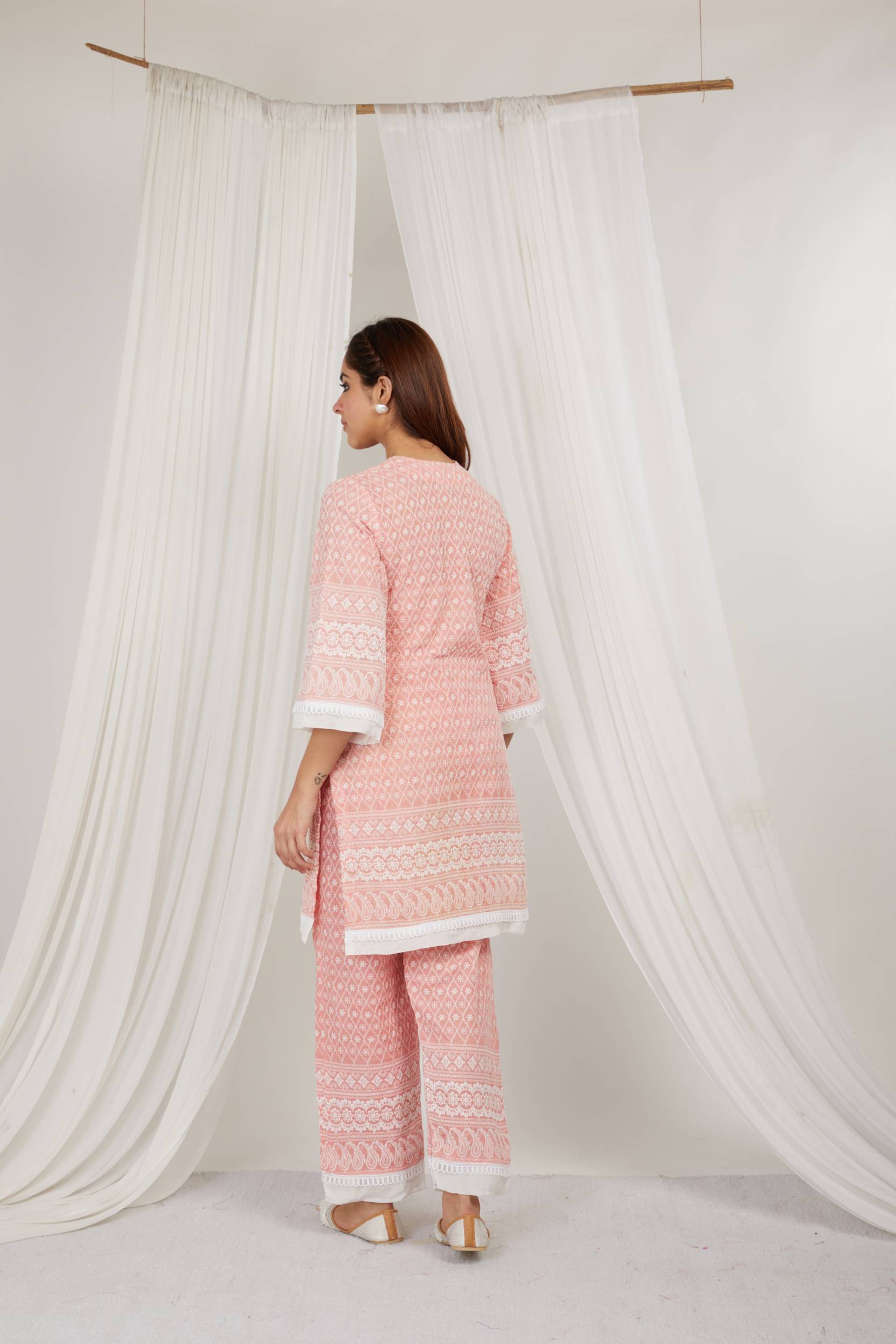 STRAWBERRY THREAD EMBROIDERED COTTON CO ORD - SET OF 2