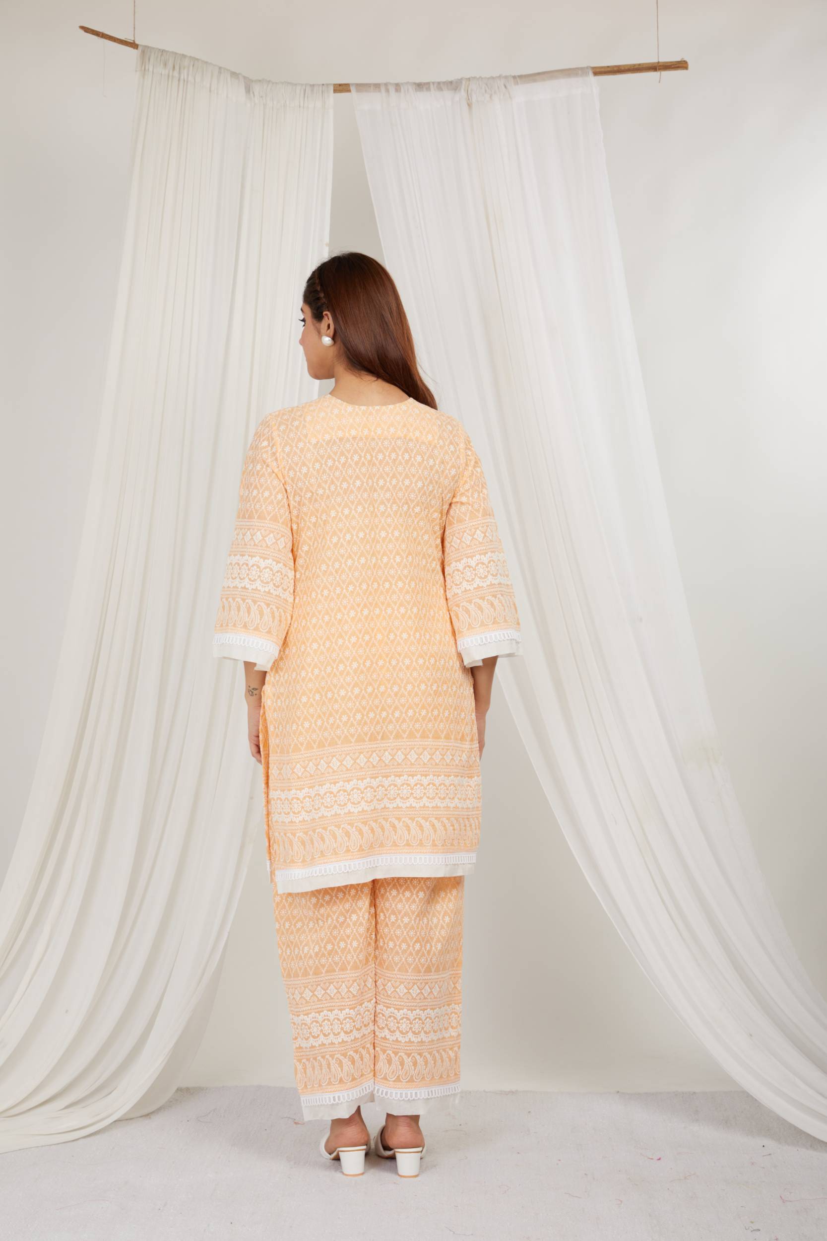 PAPAYA THREAD EMBROIDERED COTTON CO ORD - SET OF 2