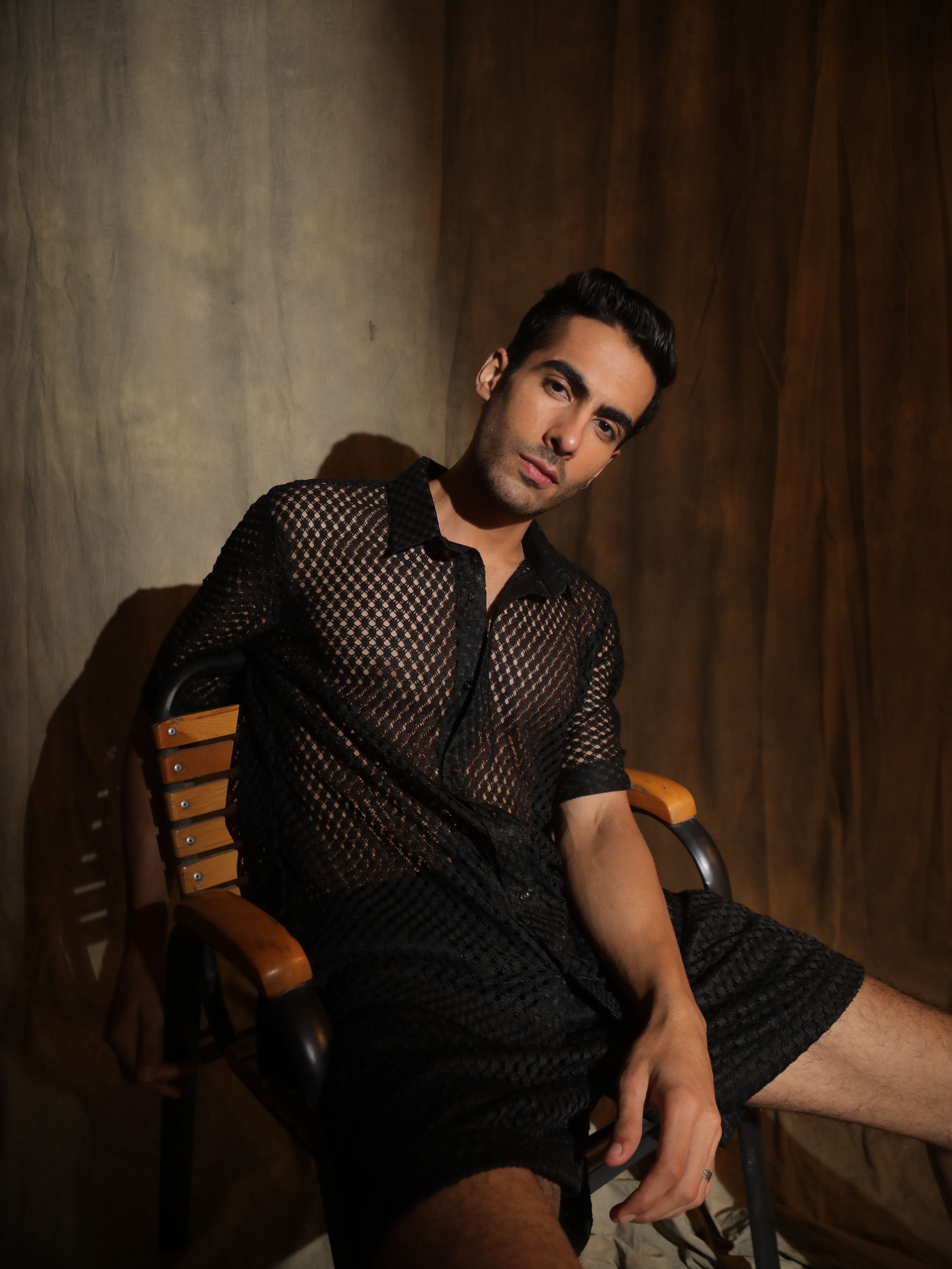 AYAAN MESH BLACK SHIRT