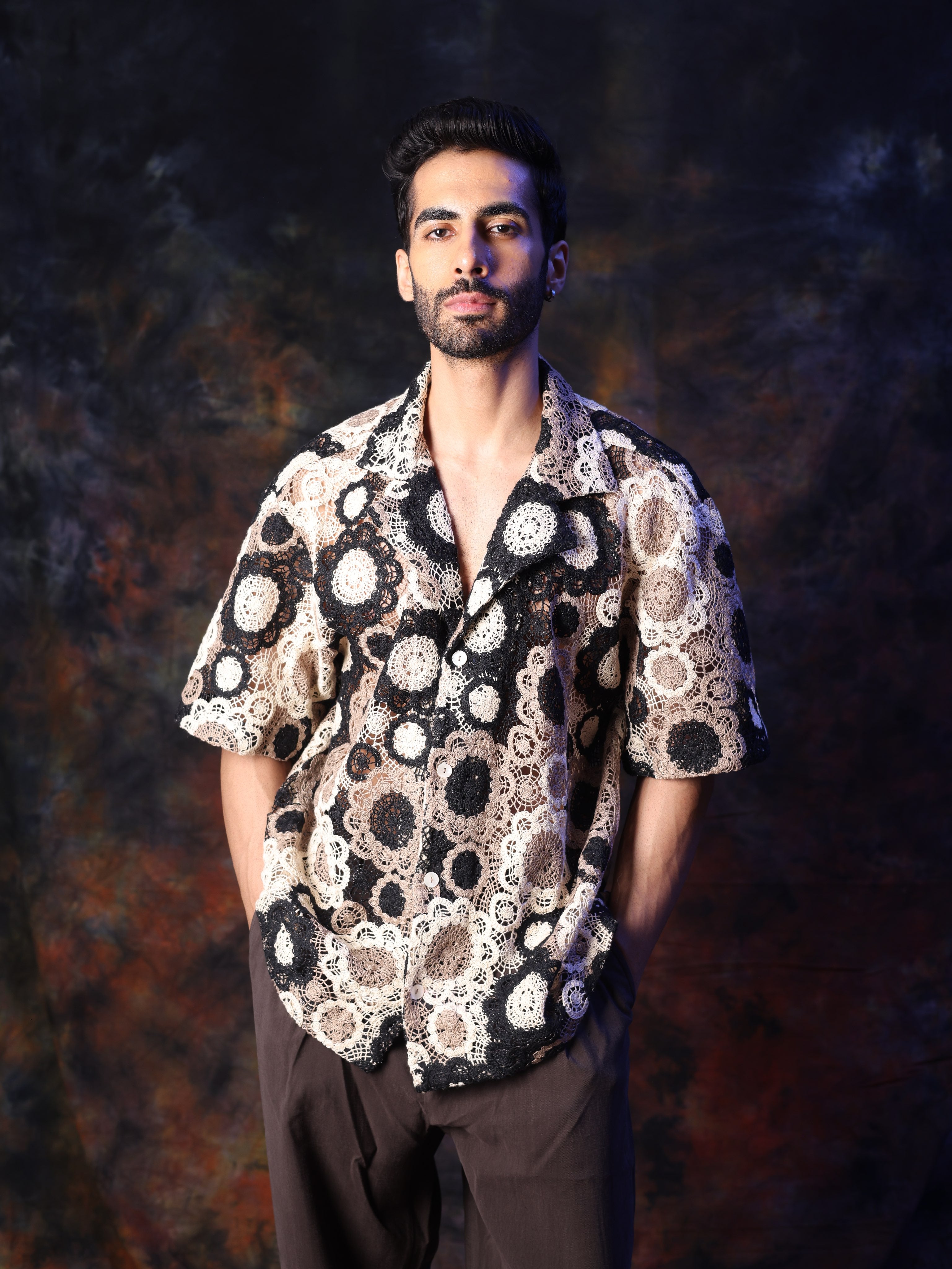 MONOCHROME CROCHET SHIRT