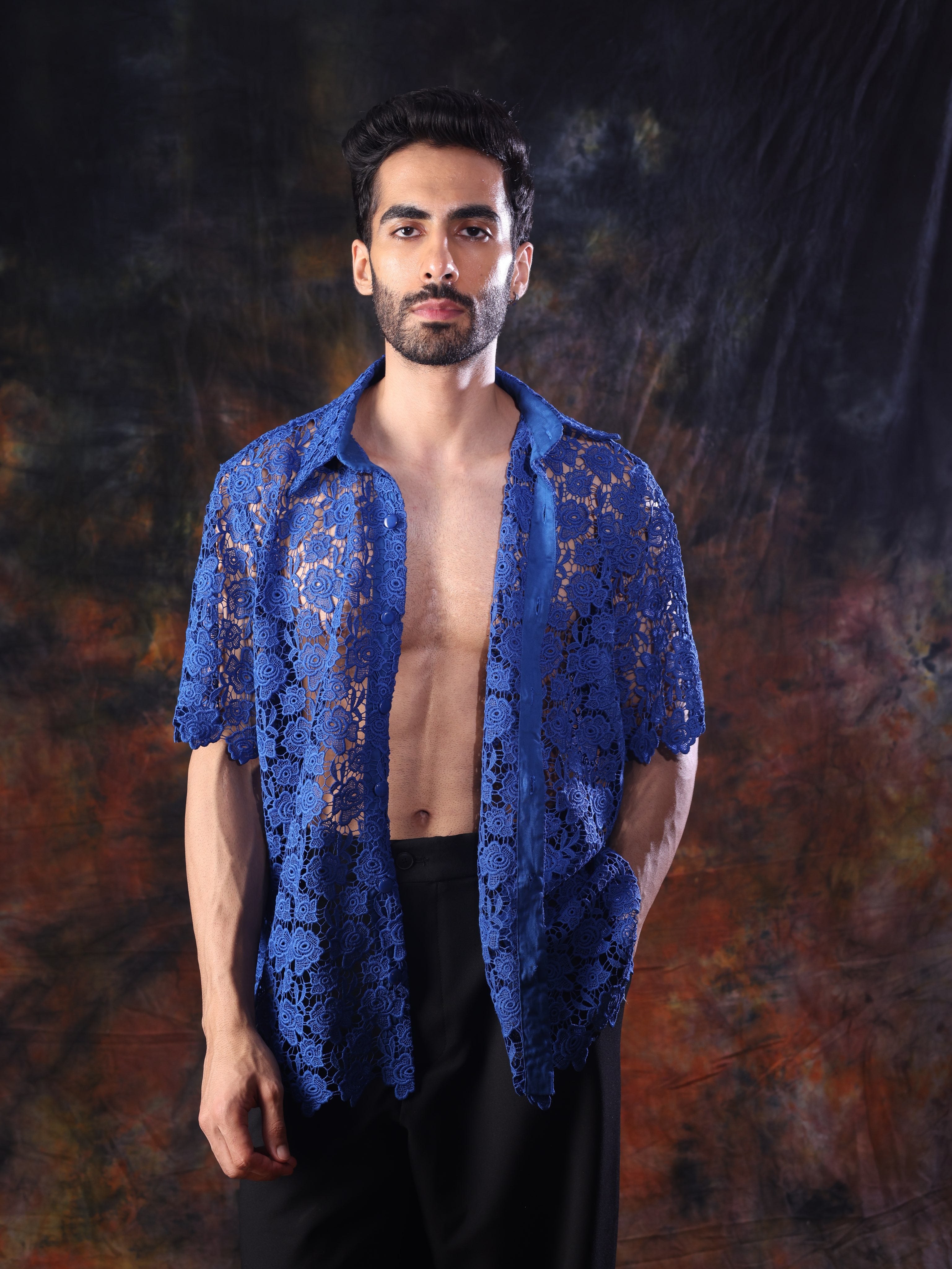 ELECTRIC BLOOM CROCHET SHIRT