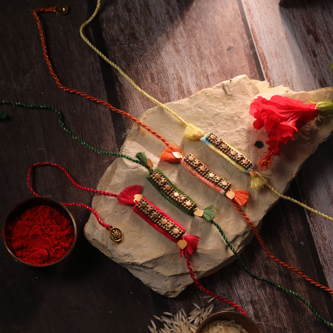 REGAL RECTANGULAR RAKHI - Set of 4