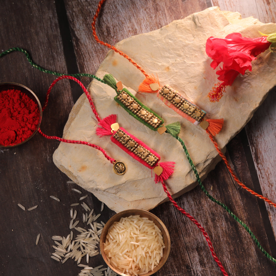 REGAL RECTANGULAR RAKHI - Set of 3