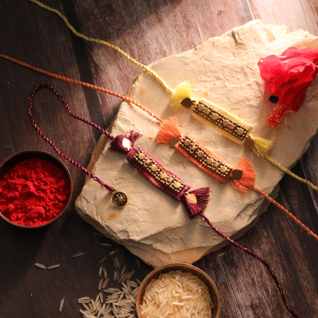 REGAL RECTANGULAR RAKHI - Set of 3