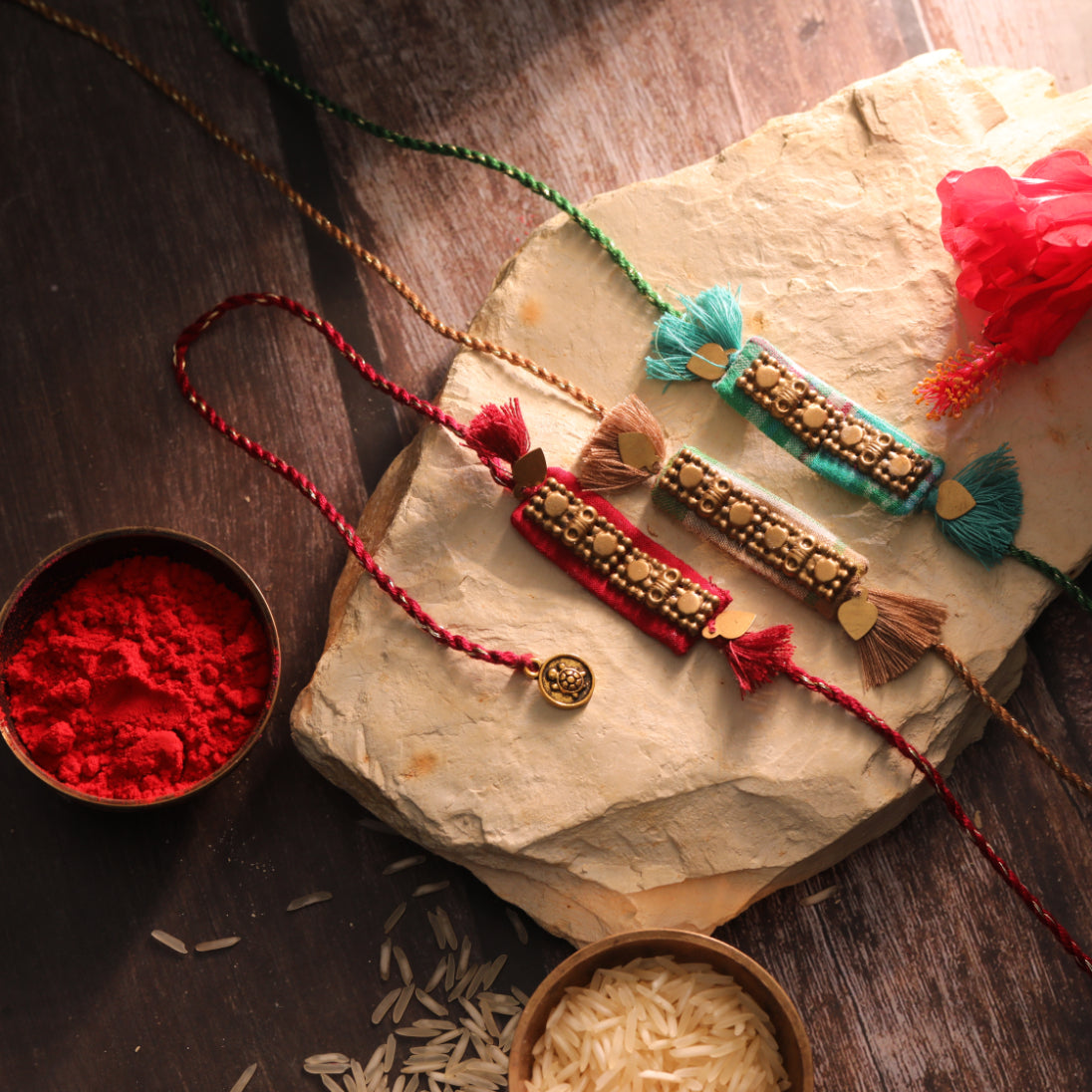 REGAL RECTANGULAR RAKHI - Set of 3