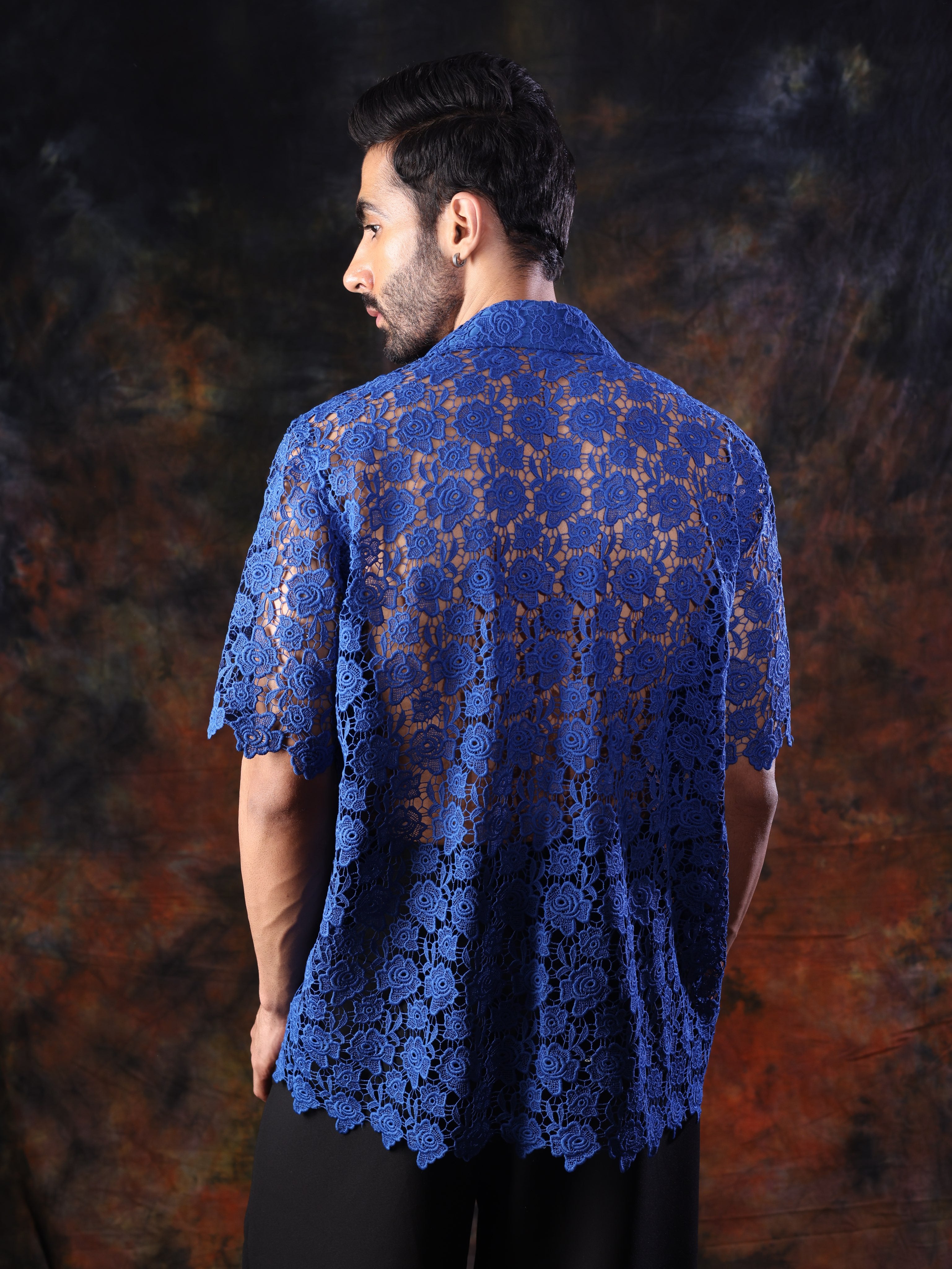 ELECTRIC BLOOM CROCHET SHIRT