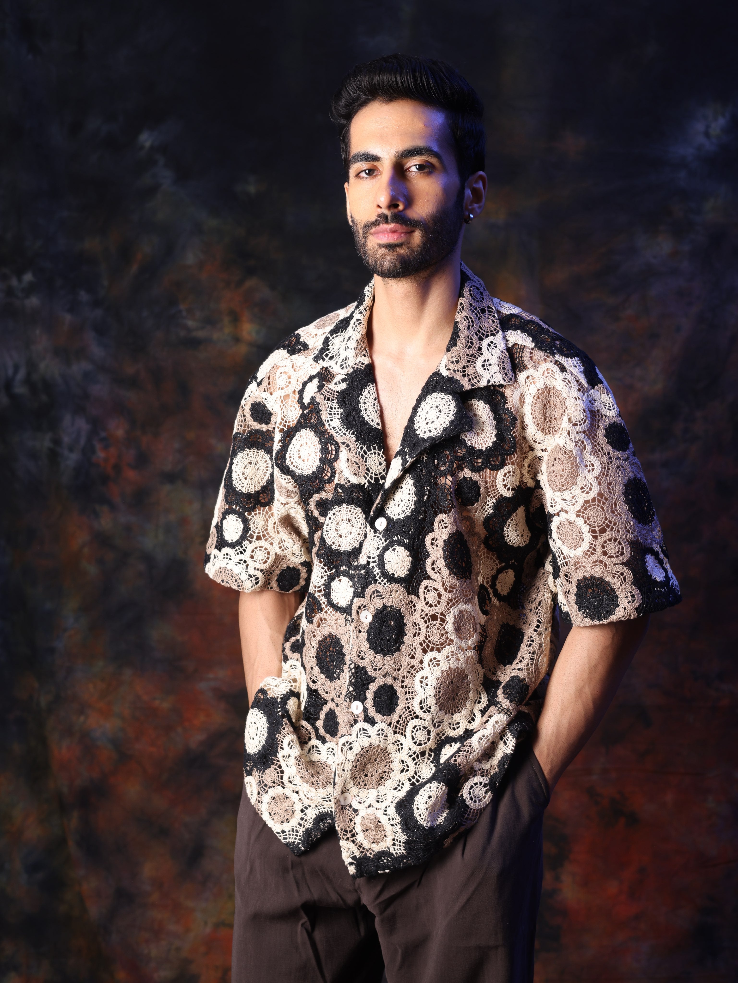 MONOCHROME CROCHET SHIRT