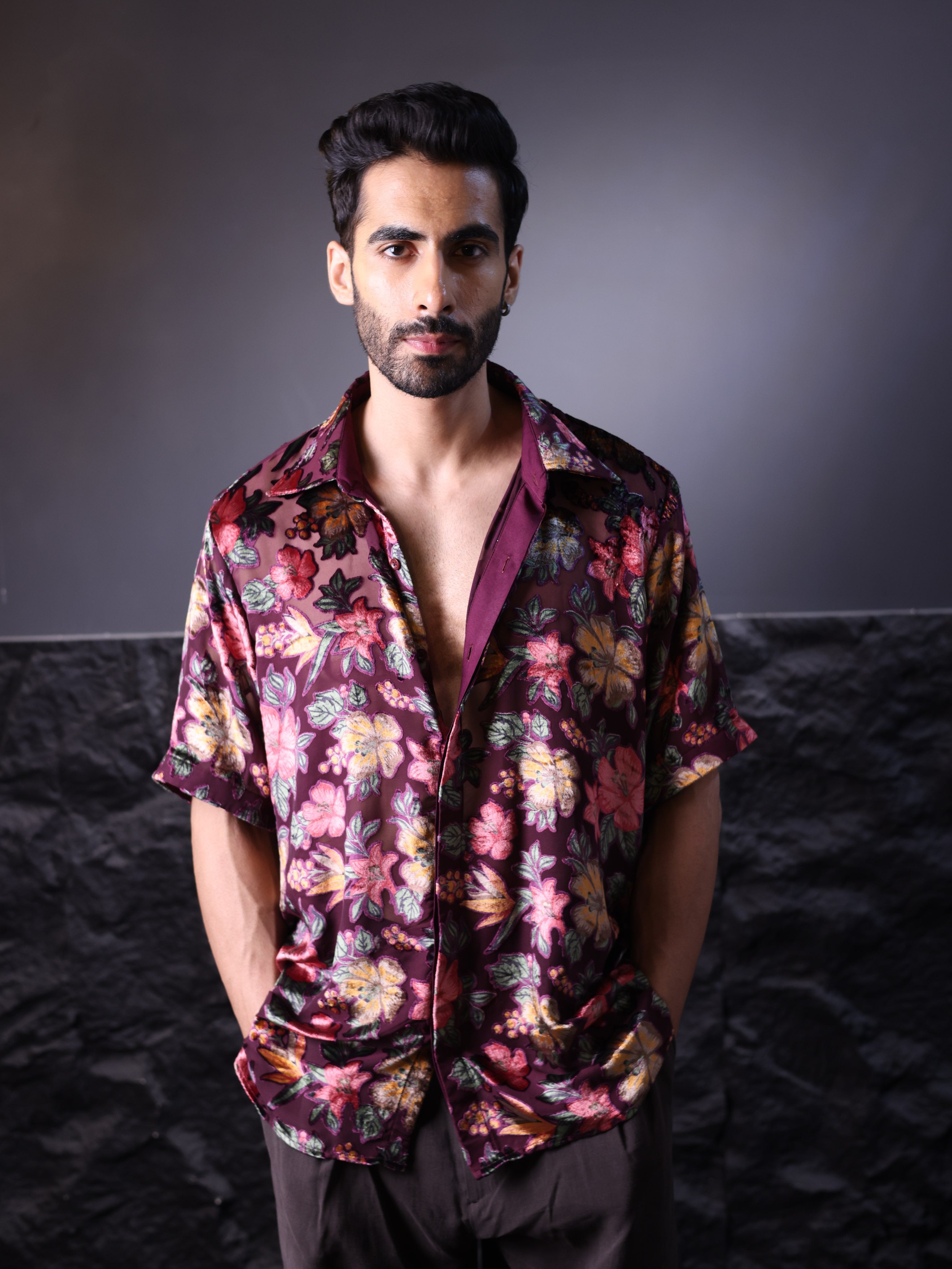 BURGUNDY BLOOM SHIRT