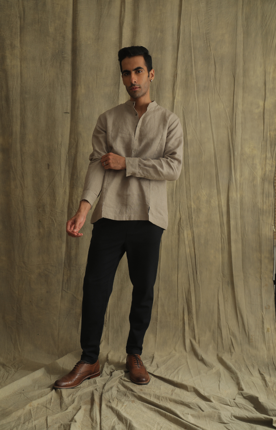 PANELLED LINEN SHIRT
