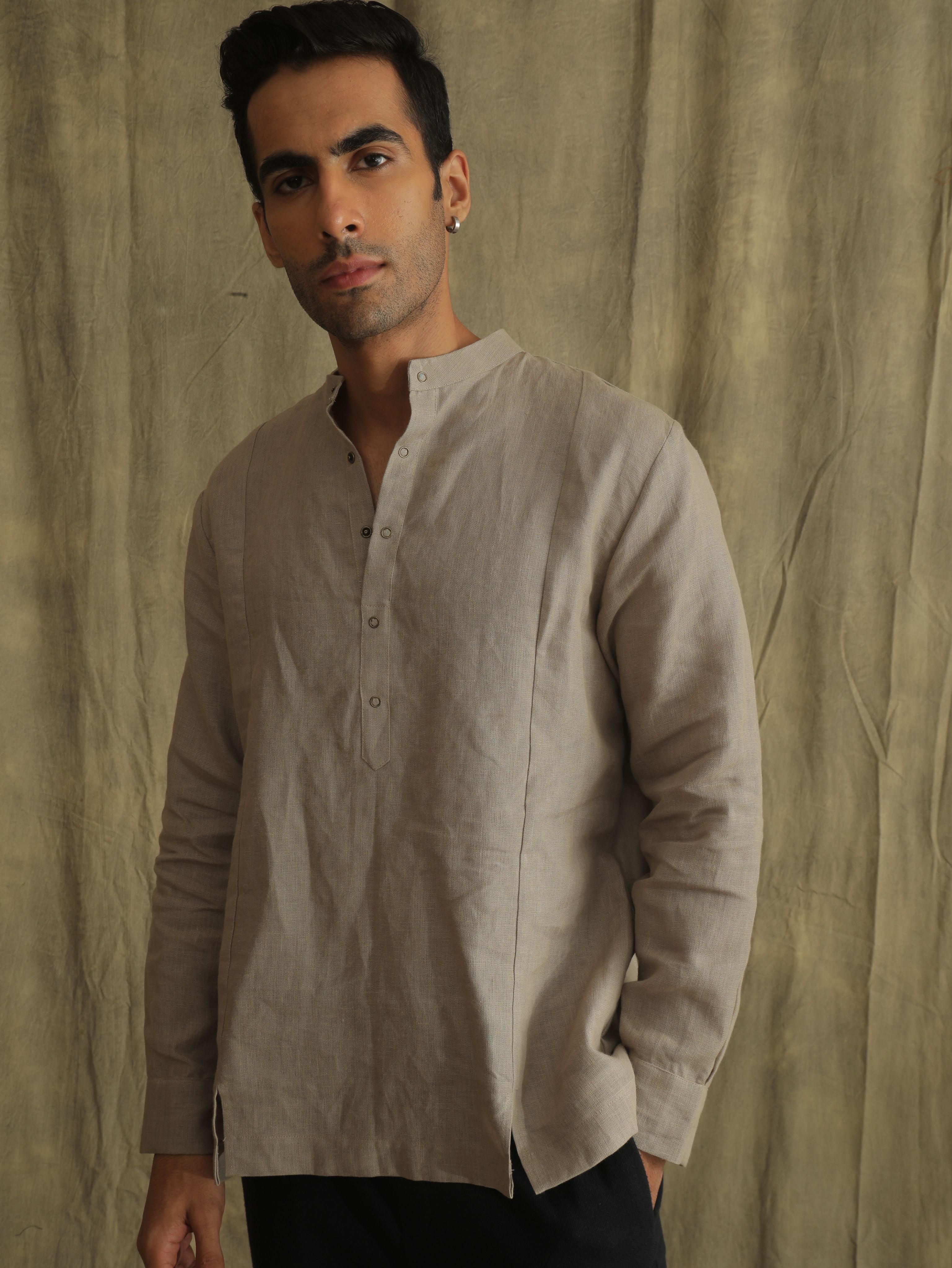 PANELLED LINEN SHIRT