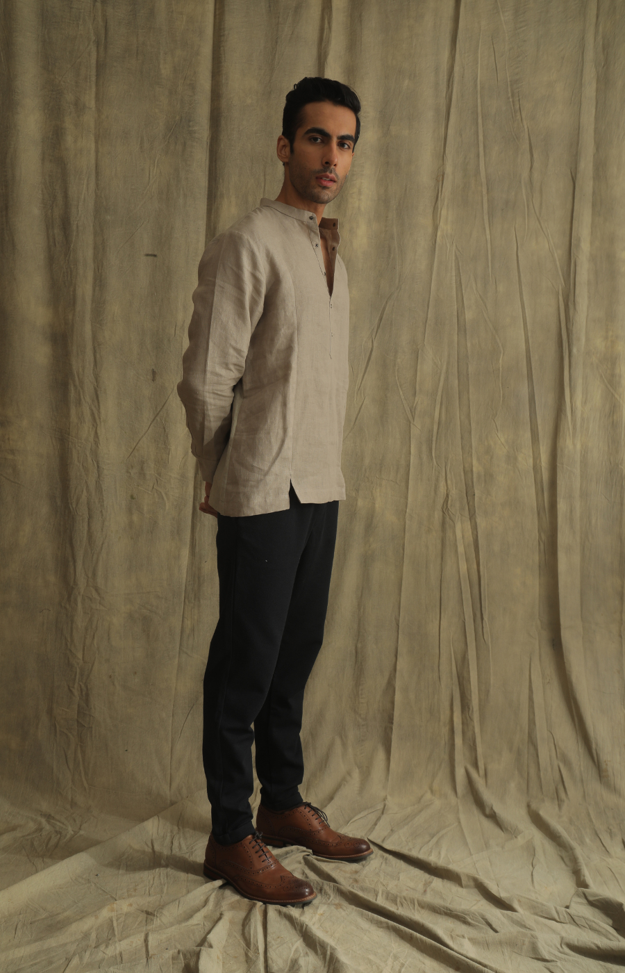 PANELLED LINEN SHIRT