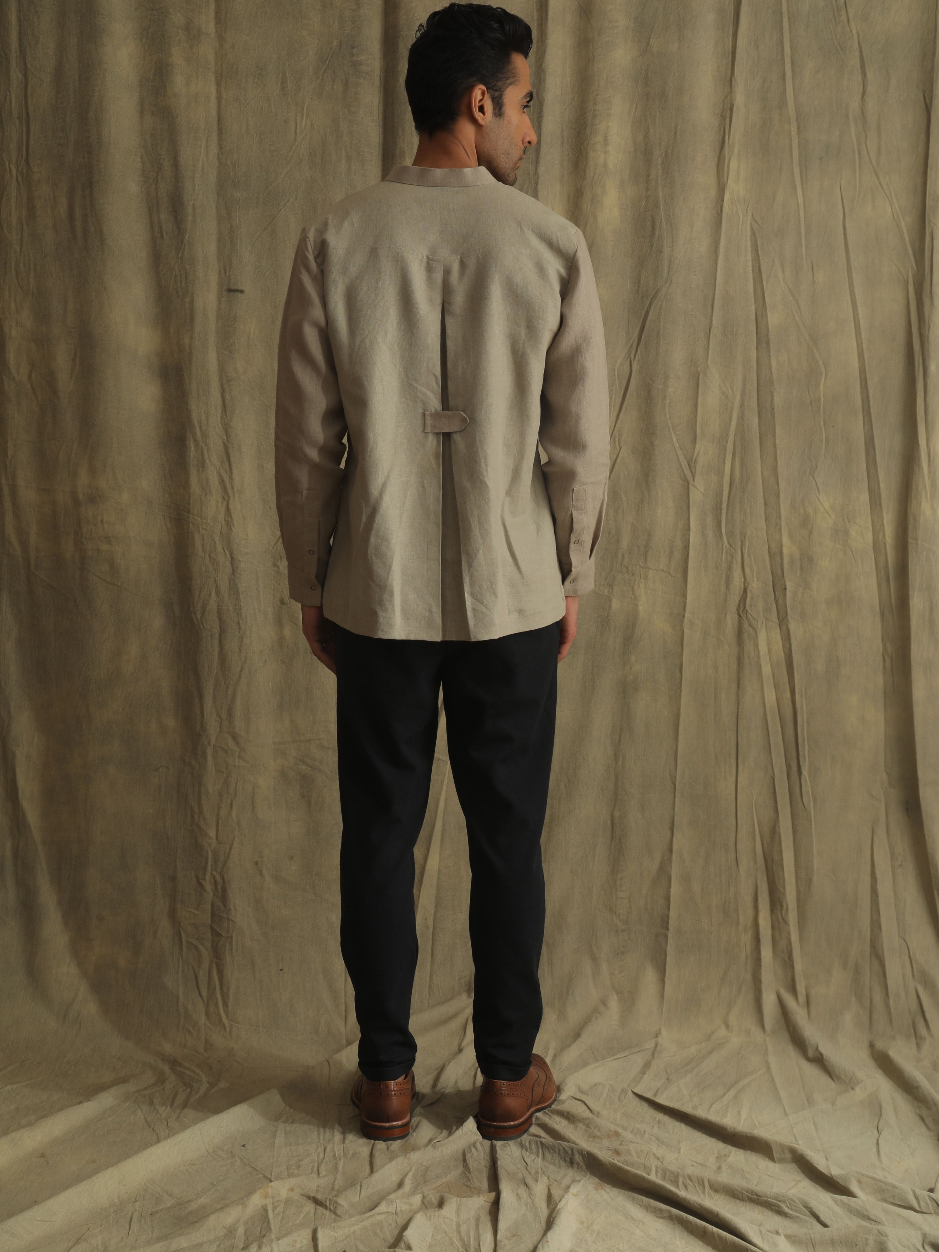 PANELLED LINEN SHIRT