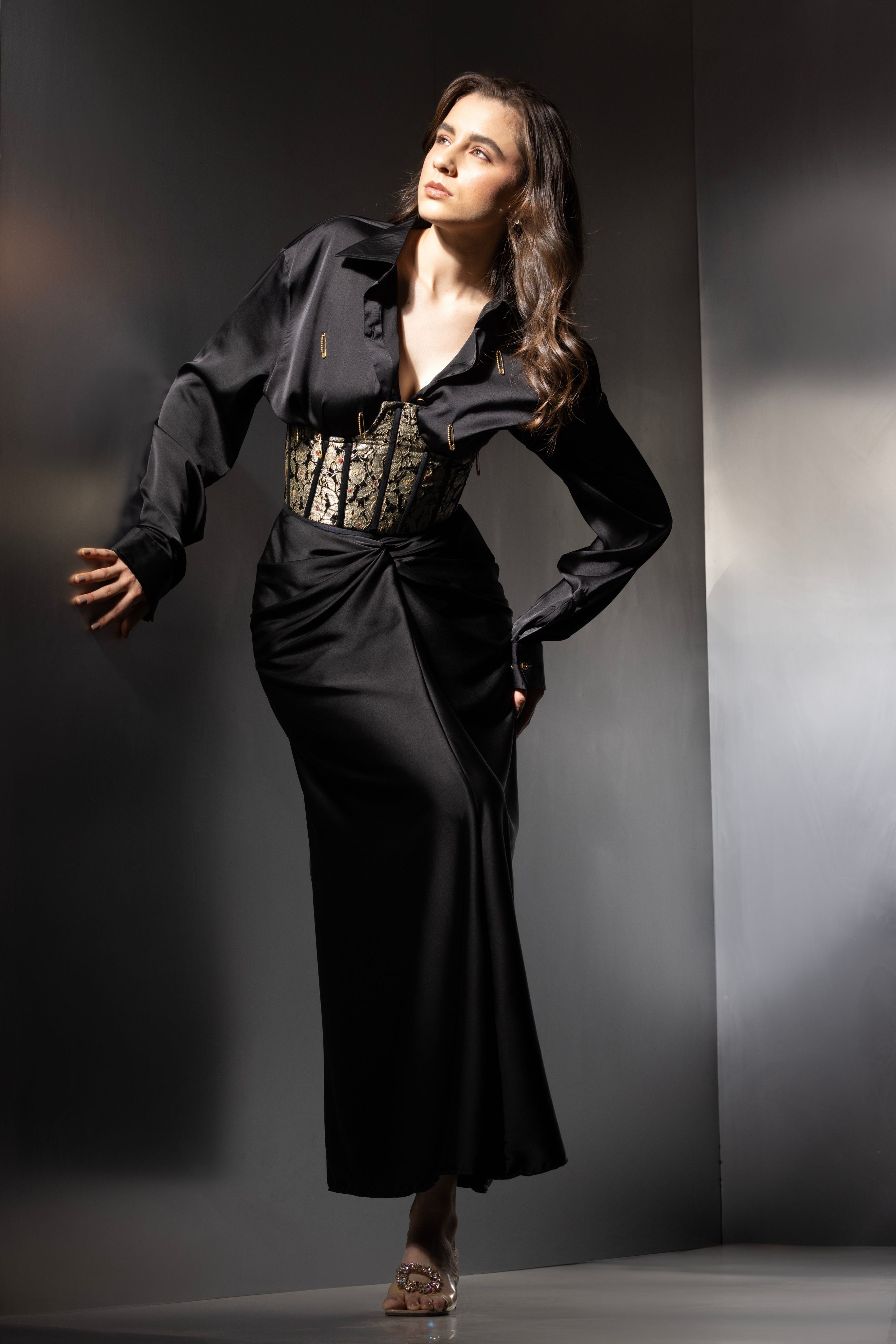 Black Elegant Satin Co-Ord Set