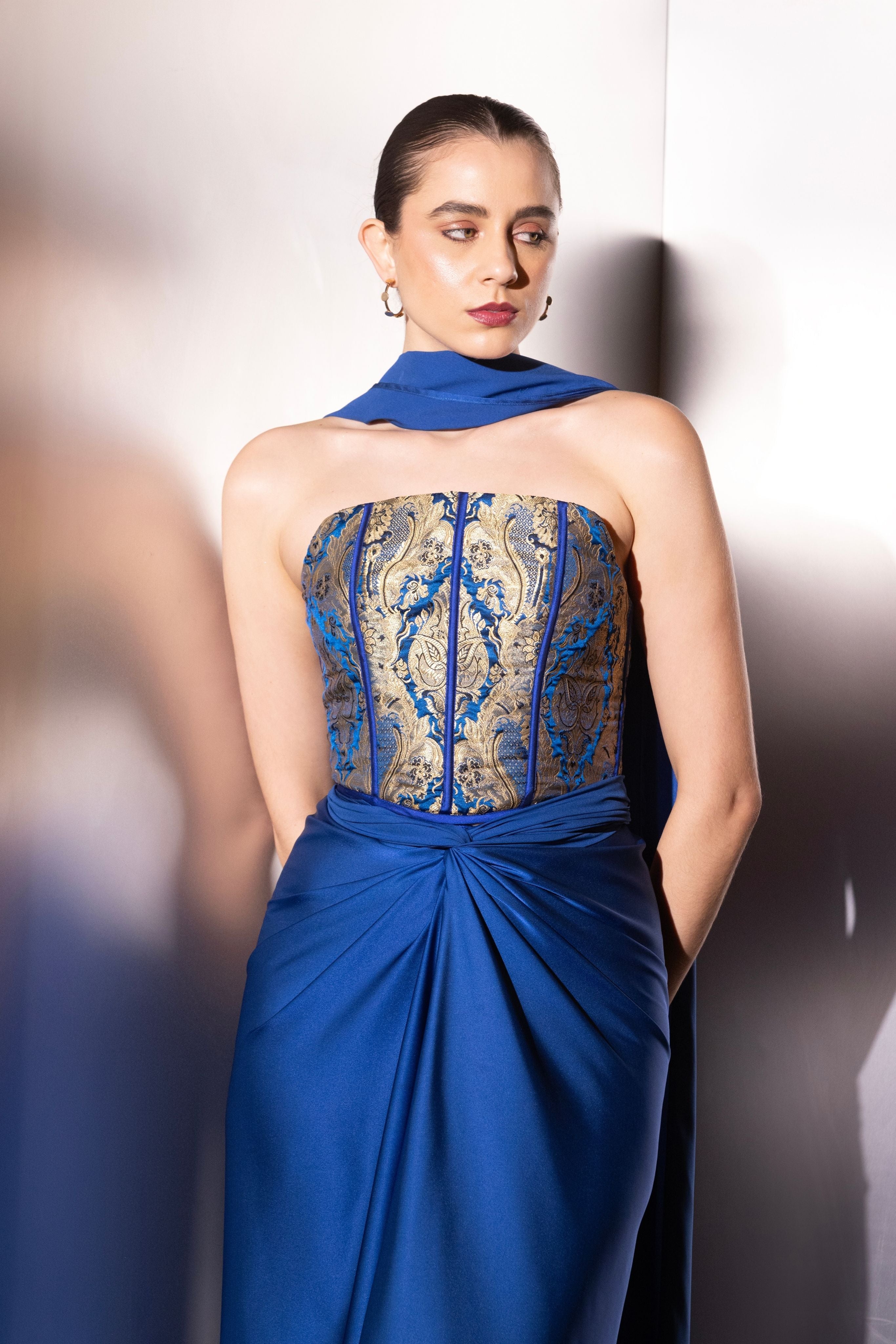 Cobalt Vesper Brocade Corset Set