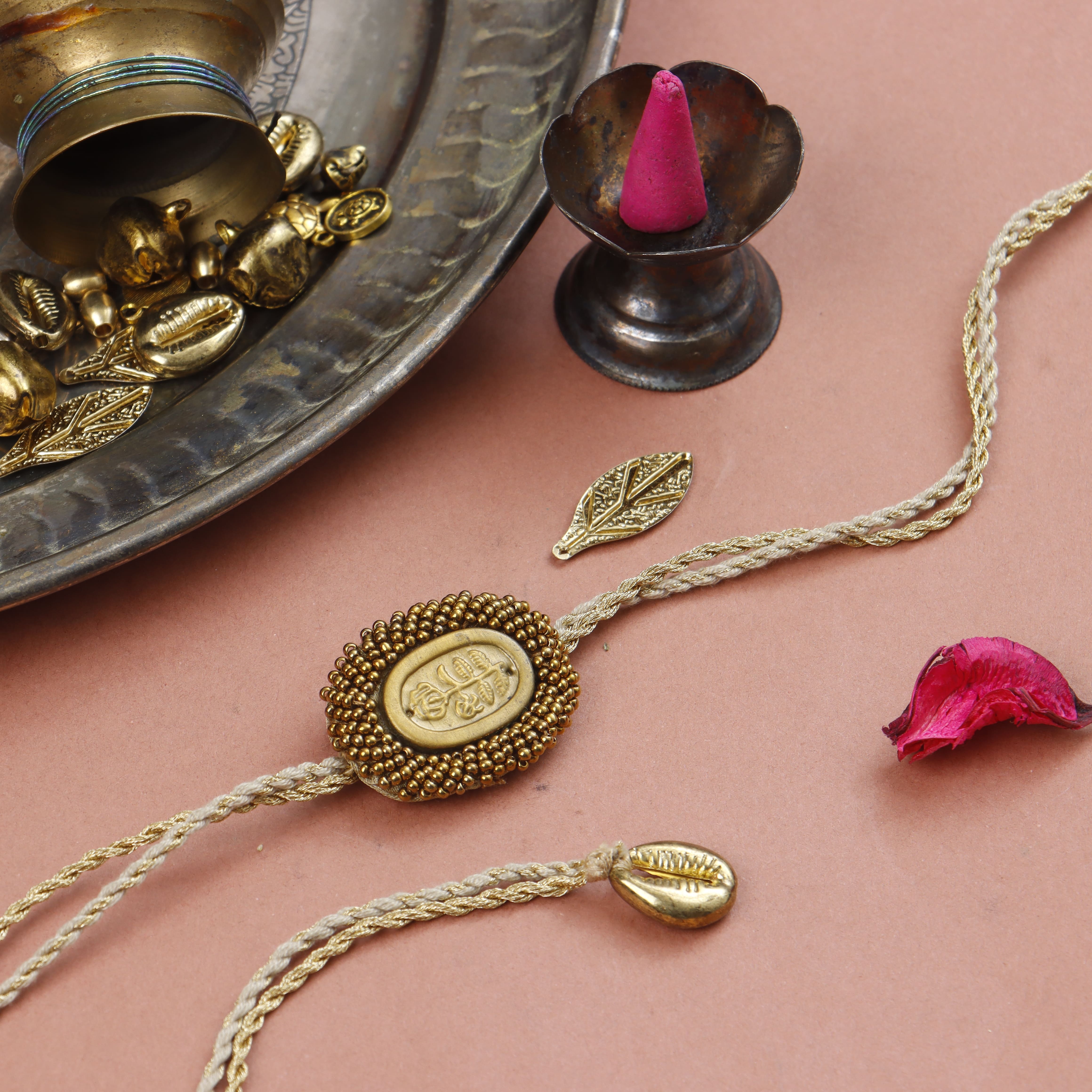 GOLDEN BLOOM RAKHI - Set of 3