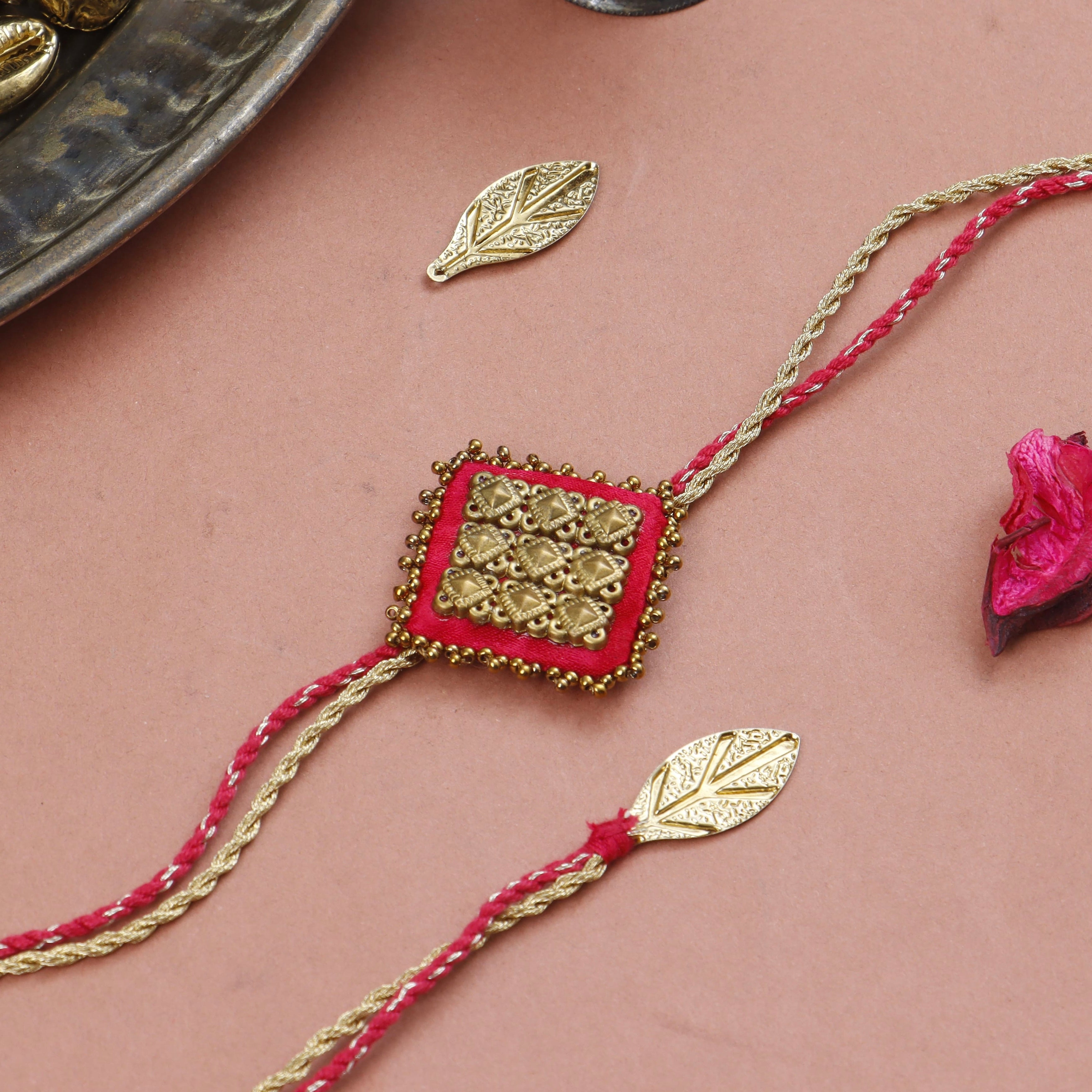 FUCHSIA - MAJESTIC SQAURE BRASS RAKHI