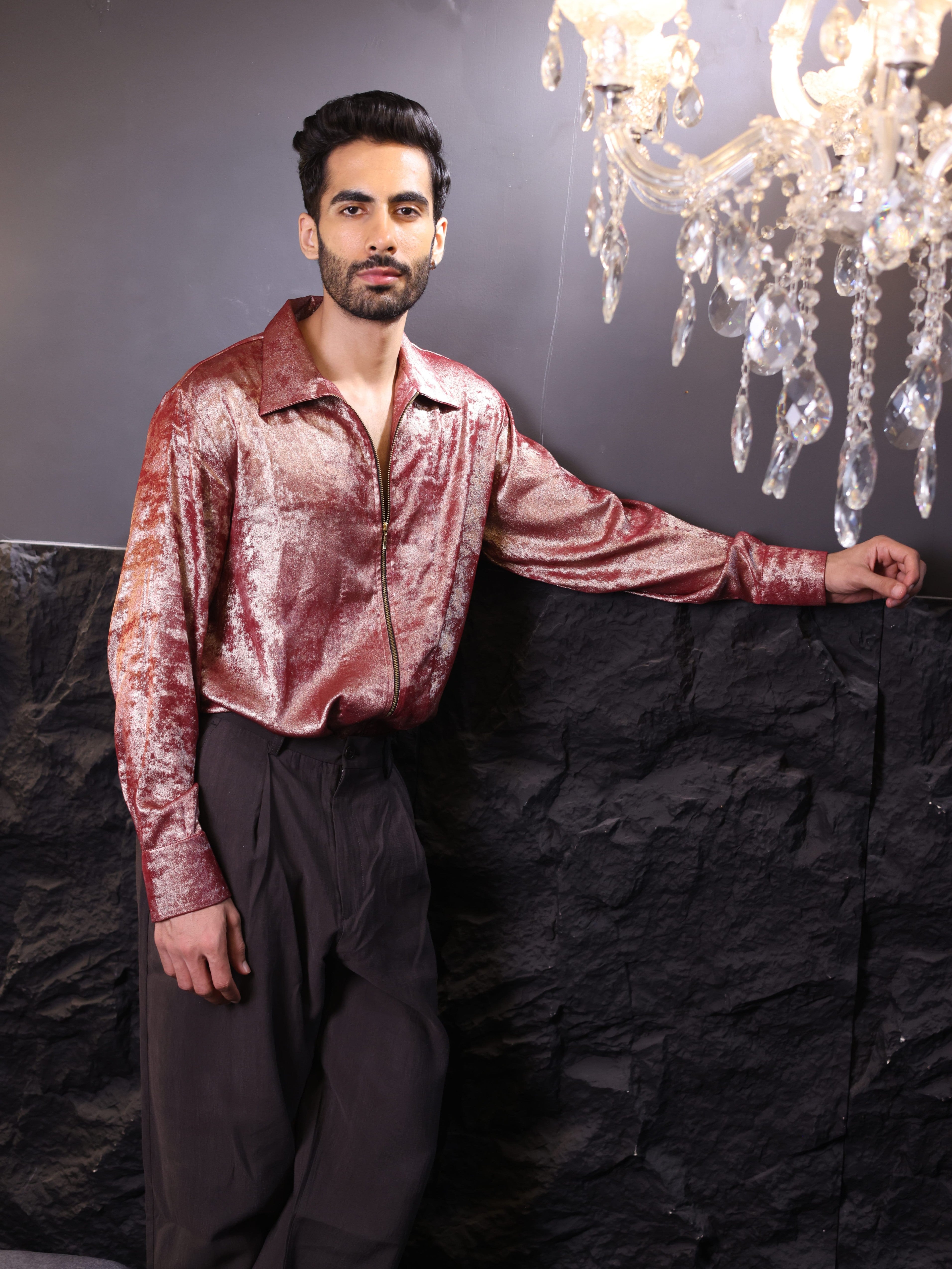 Velour Rouge Zip Shirt