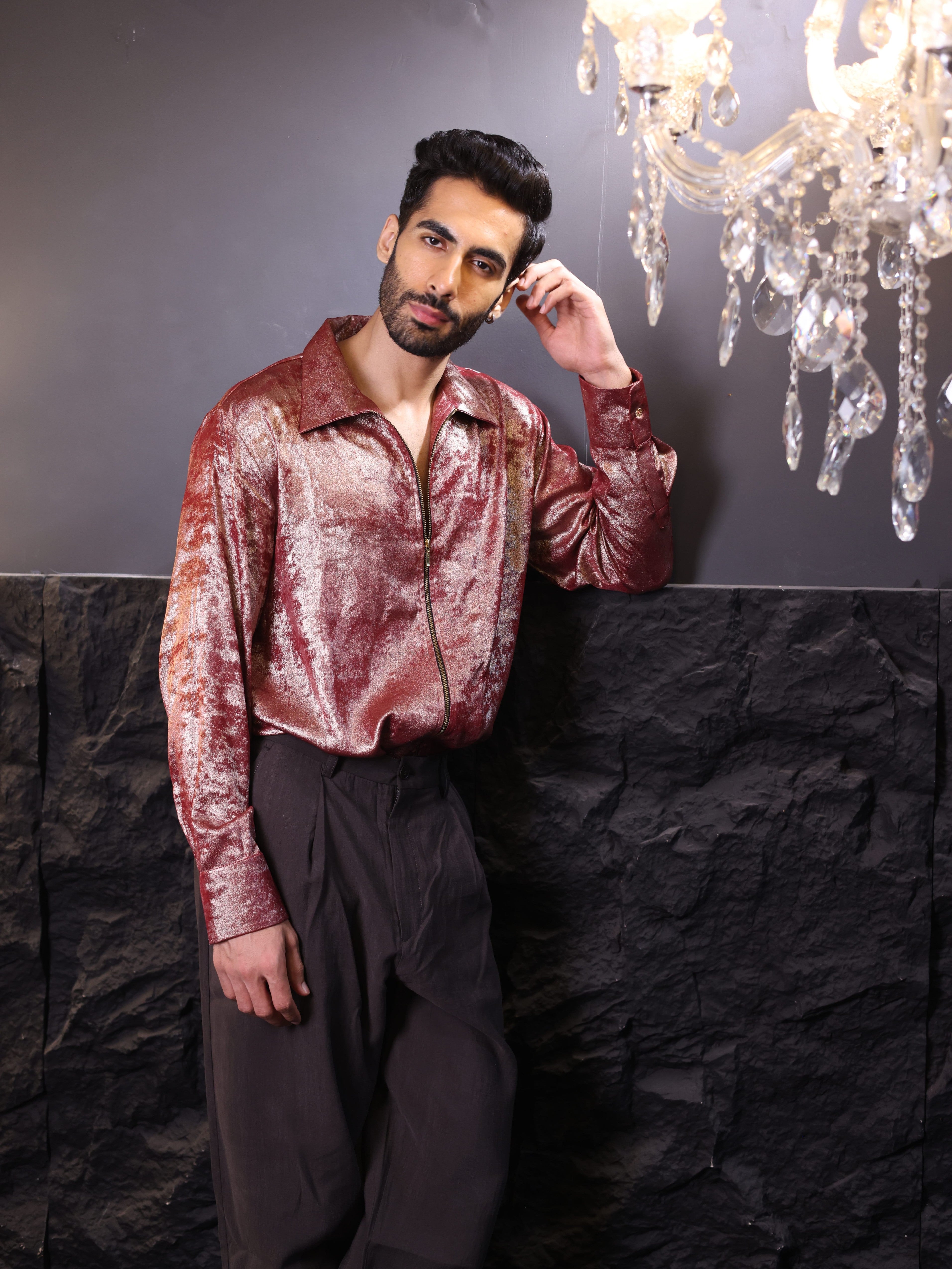 Velour Rouge Zip Shirt
