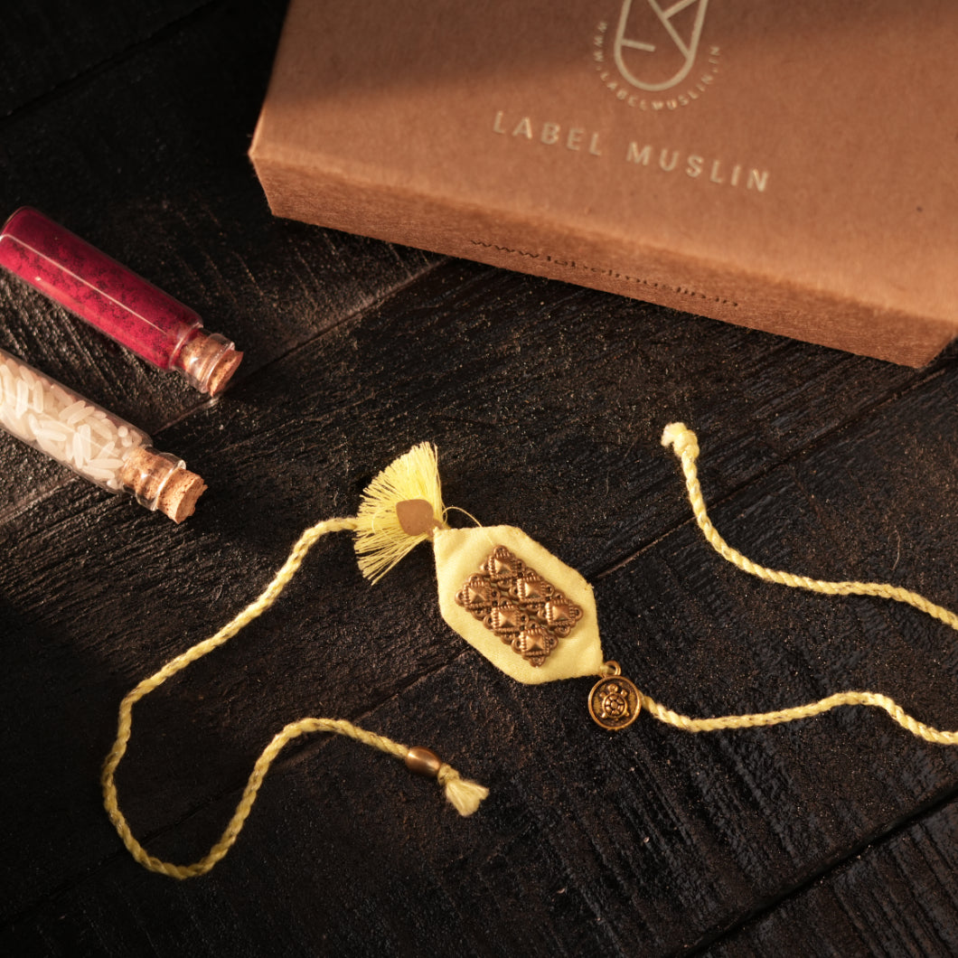 YELLOW - TURTLE TASSLE BLESSING RAKHI