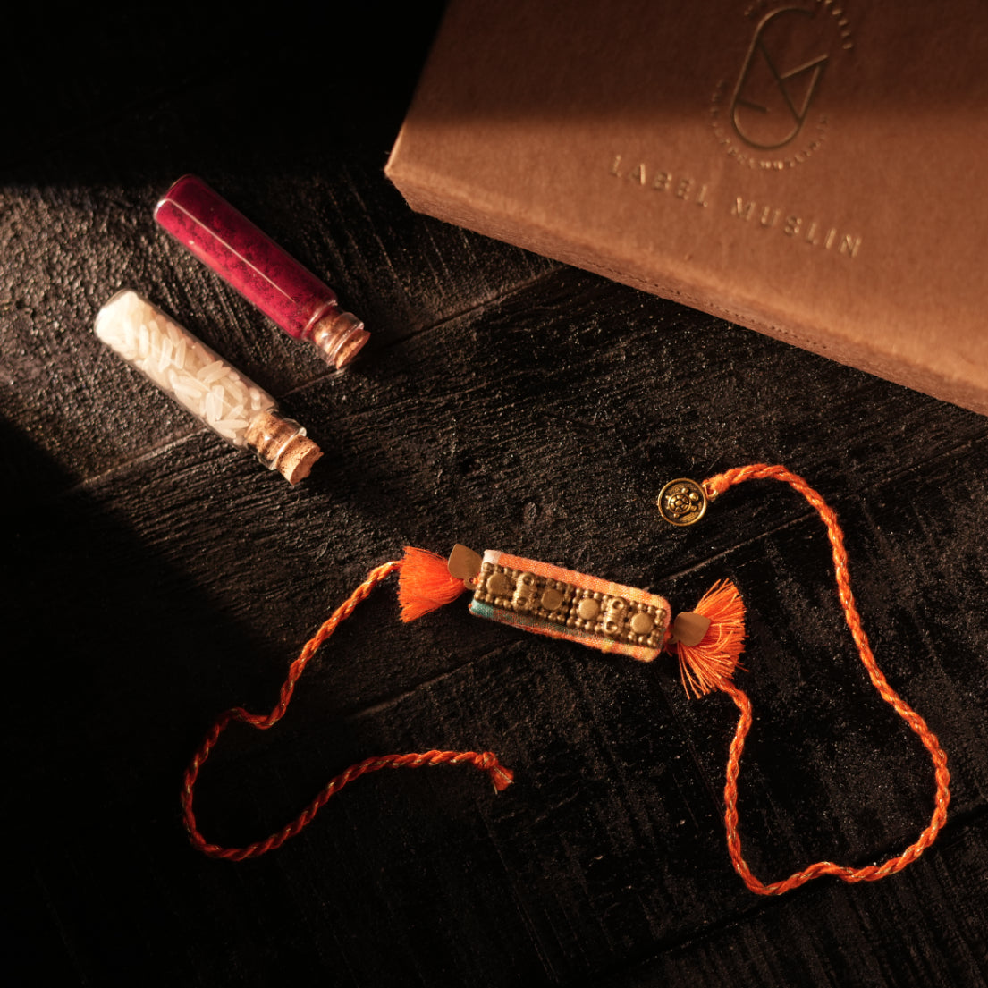 ORANGE - REGAL RECTANGULAR RAKHI