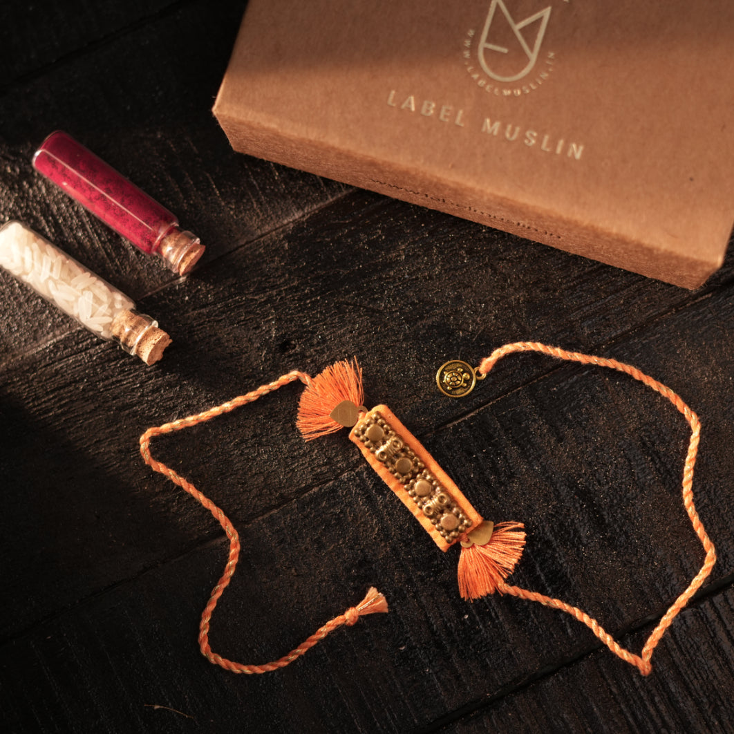 ORANGE - REGAL RECTANGULAR RAKHI