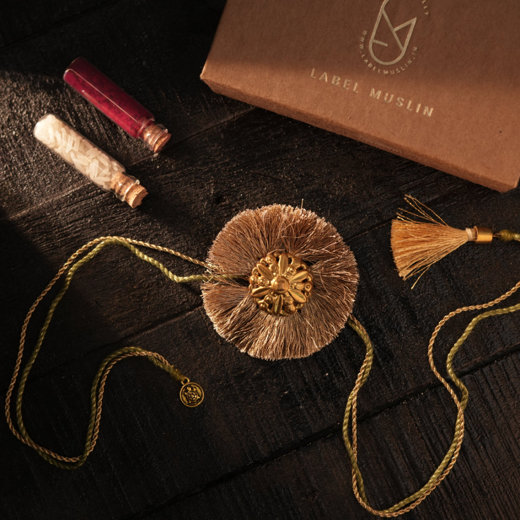 OLIVE ZARI JHOOMAR RAKHI