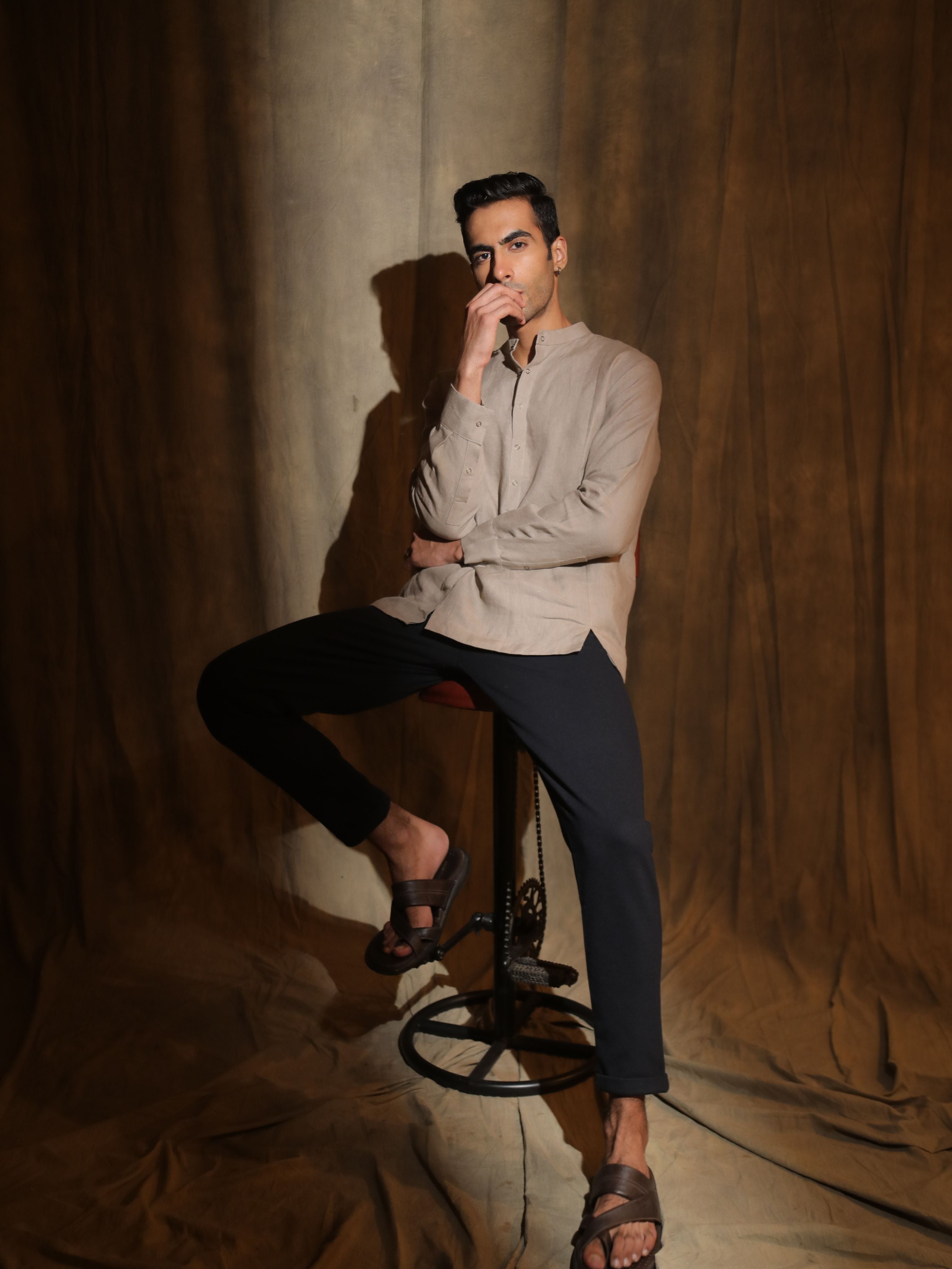 PANELLED LINEN SHIRT