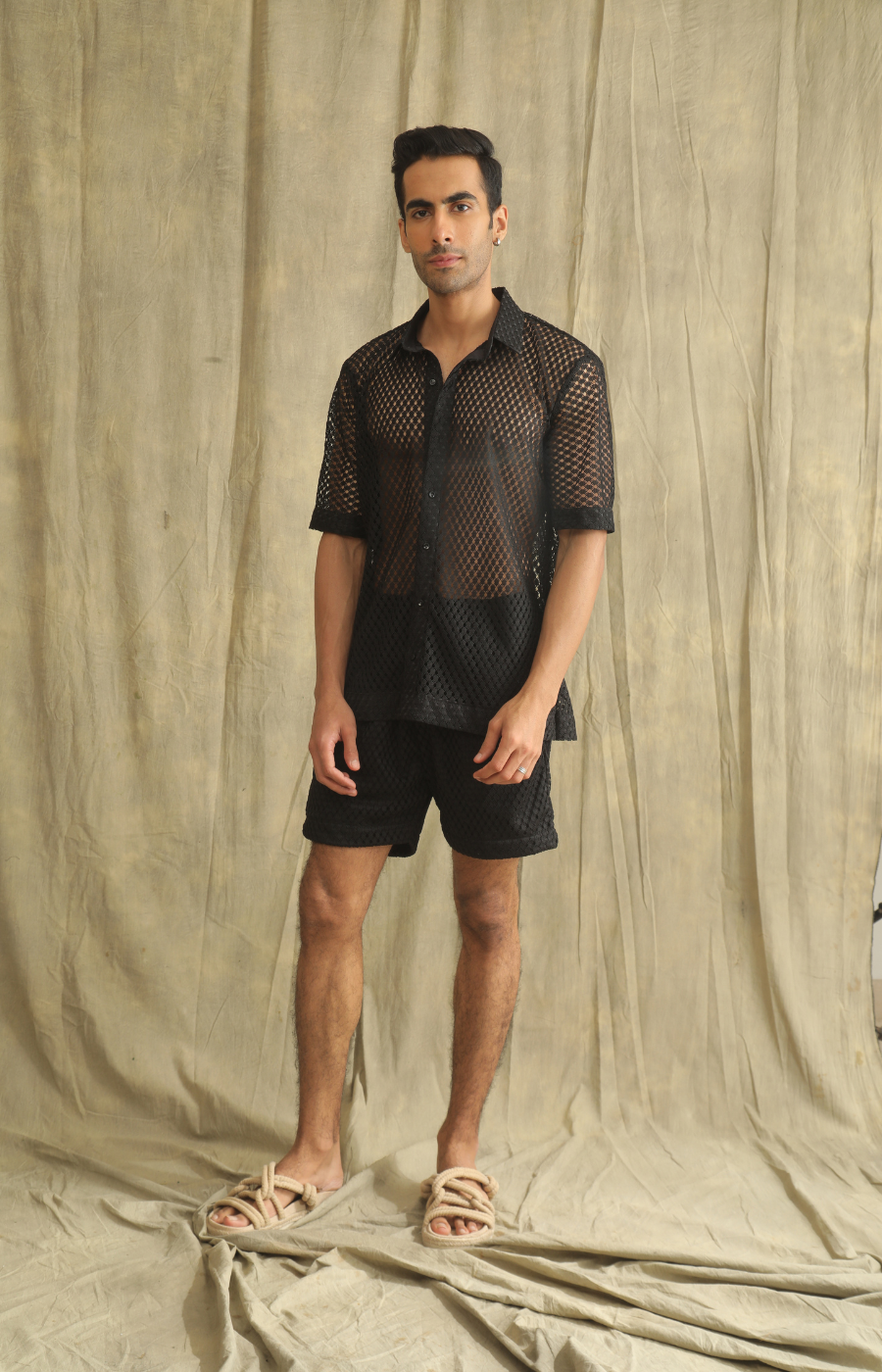 AYAAN MESH BLACK SHIRT