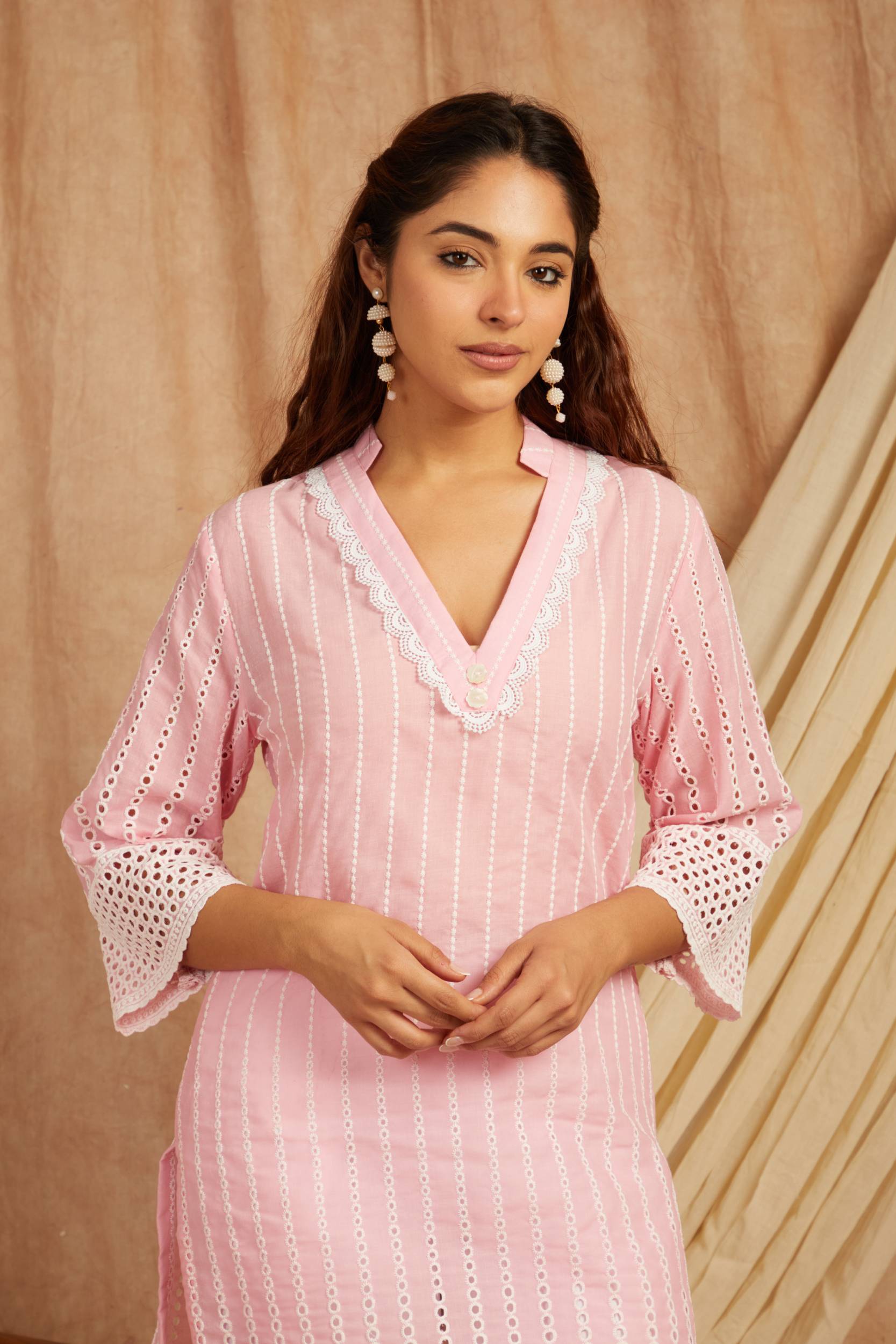 Pink Self Adorned Co Ord Set - Set of 2