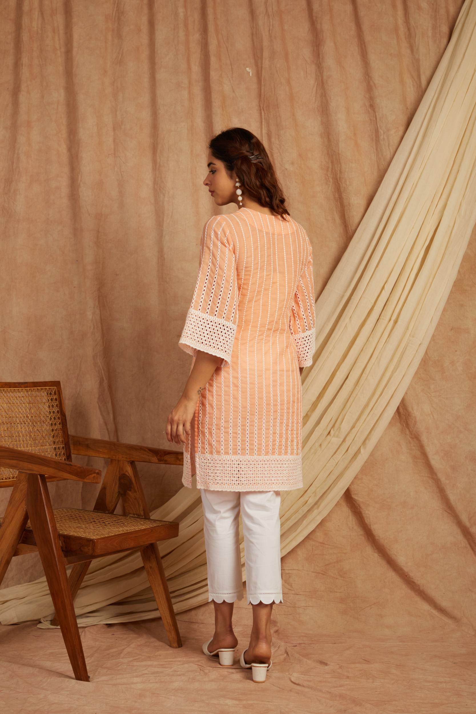 Peach Self Adorned Co Ord Set - Set of 2