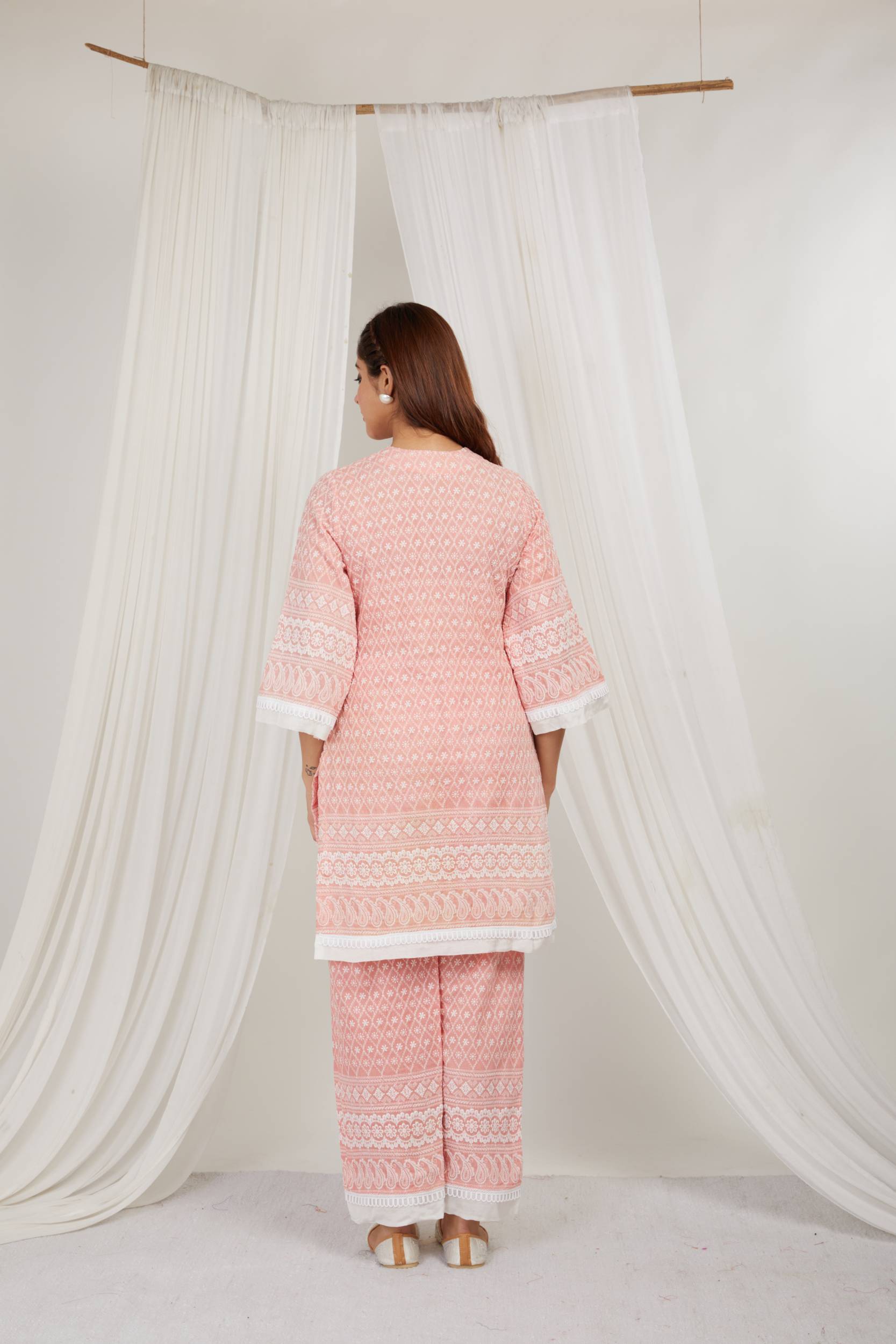 STRAWBERRY THREAD EMBROIDERED COTTON CO ORD - SET OF 2