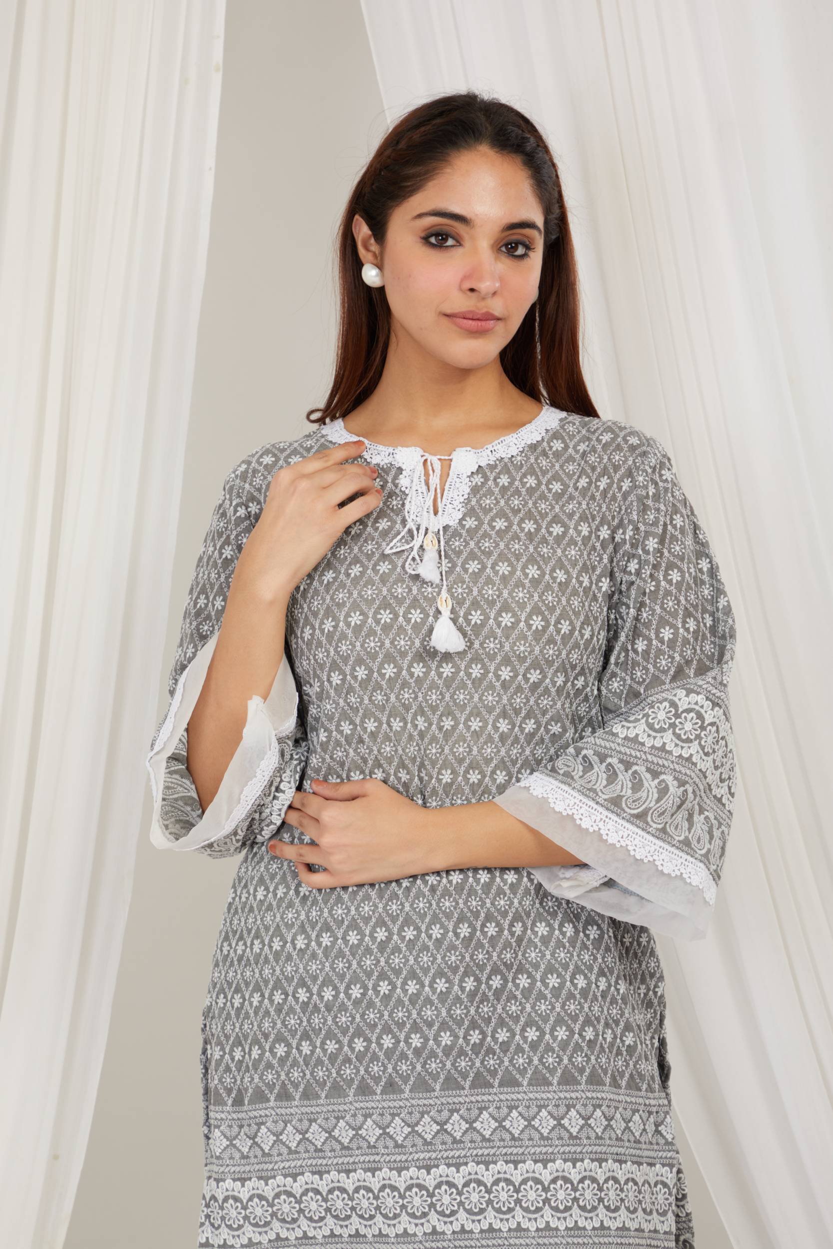 JAMUN THREAD EMBROIDERED COTTON CO ORD - SET OF 2