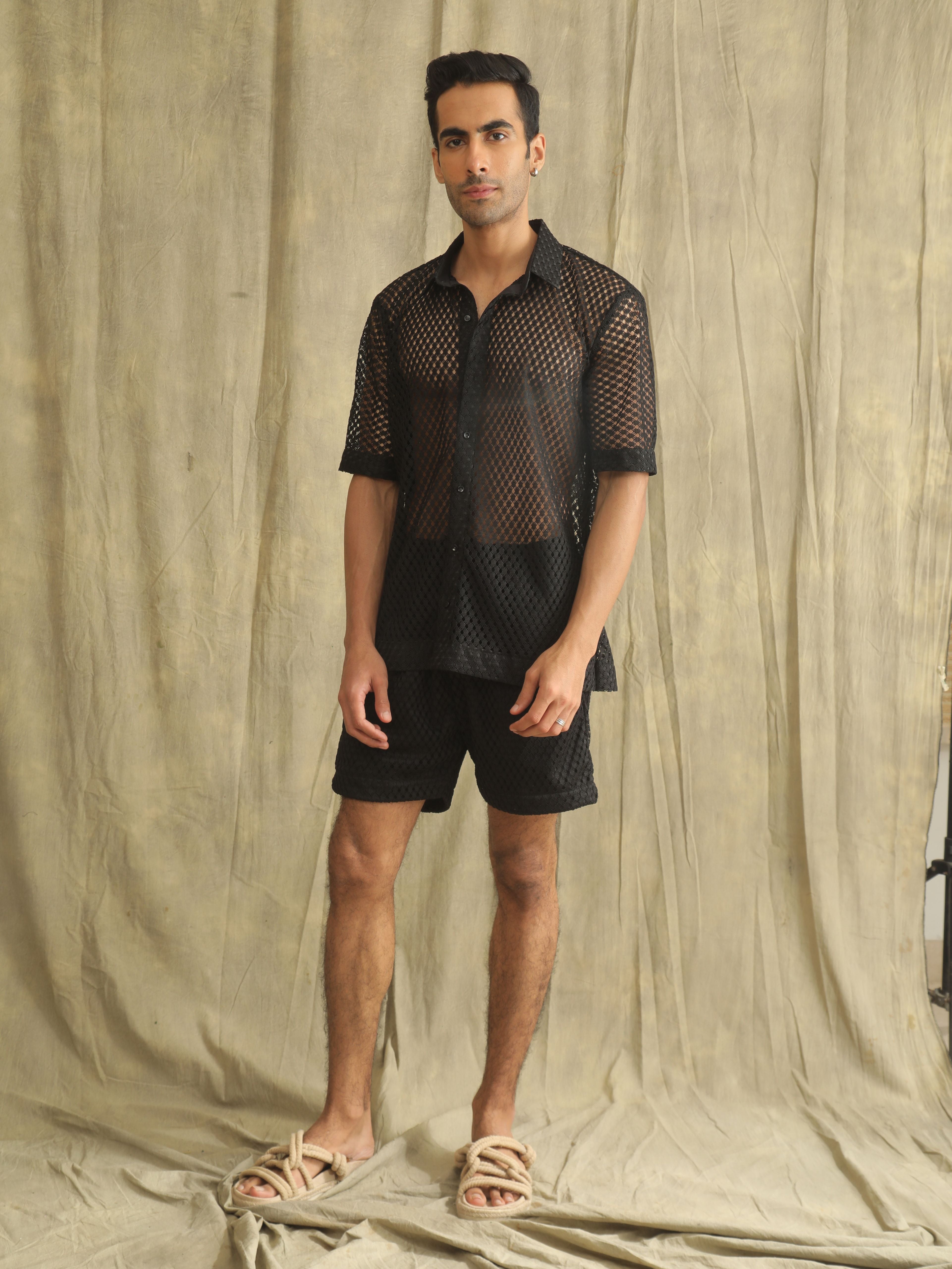 AYAAN MESH BLACK SHIRT