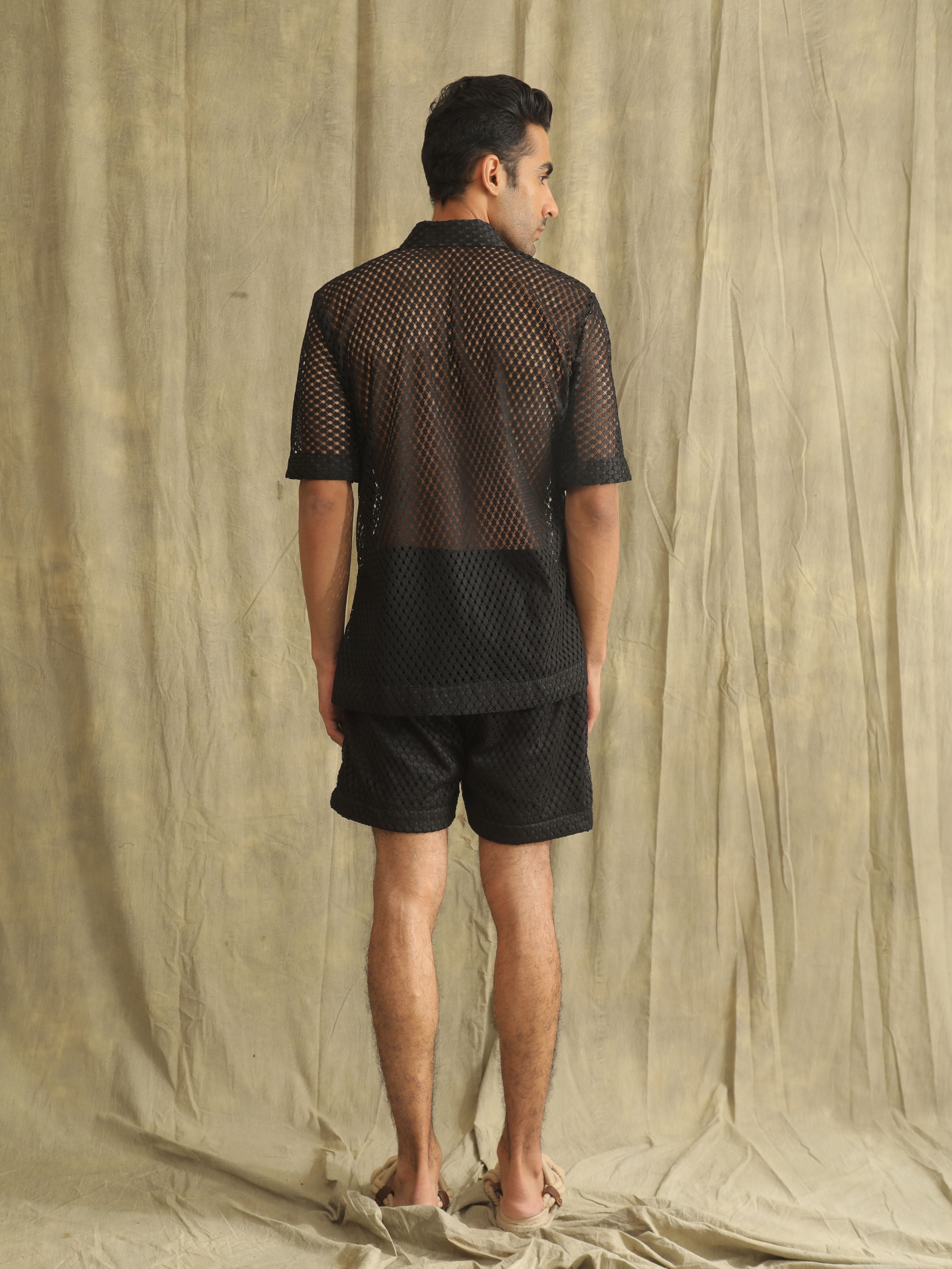 AYAAN MESH BLACK SHIRT