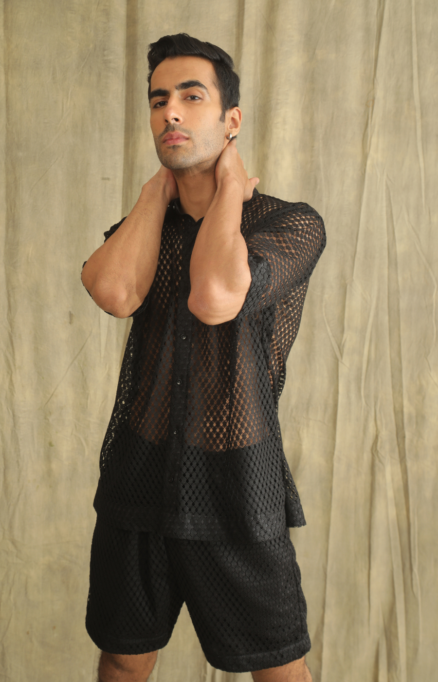 AYAAN MESH BLACK SHIRT