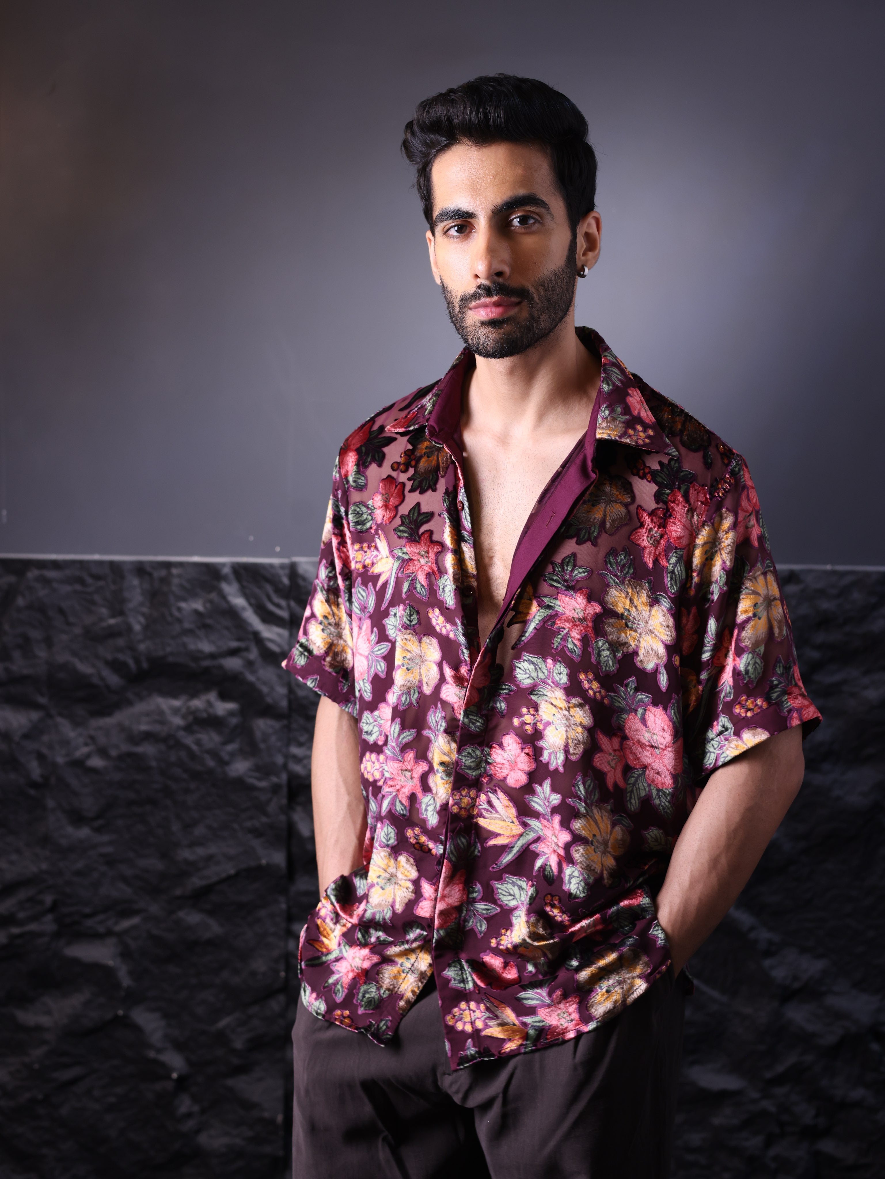 BURGUNDY BLOOM SHIRT