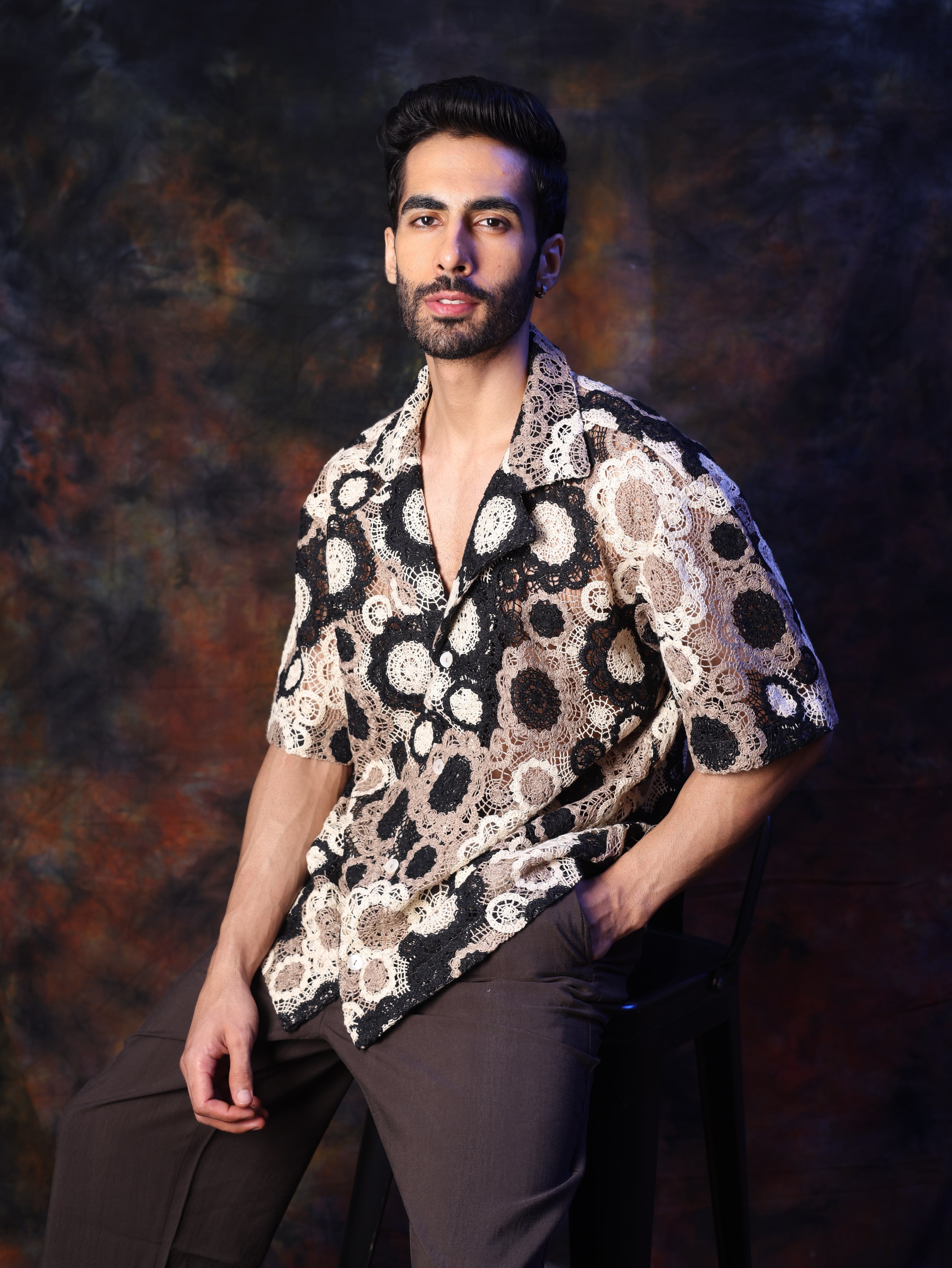 MONOCHROME CROCHET SHIRT