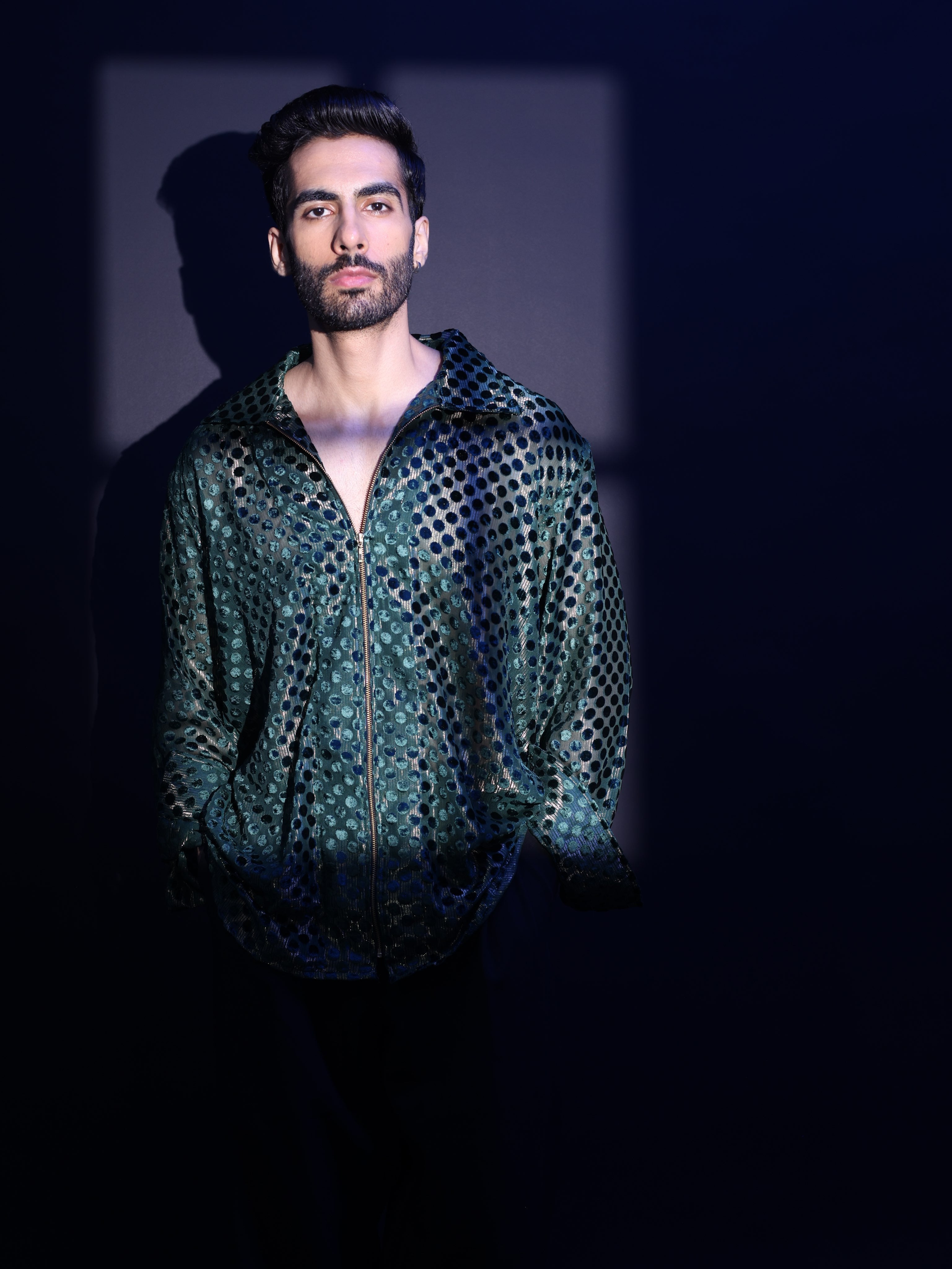 EMERALD POLKA HAZE ZIP SHIRT