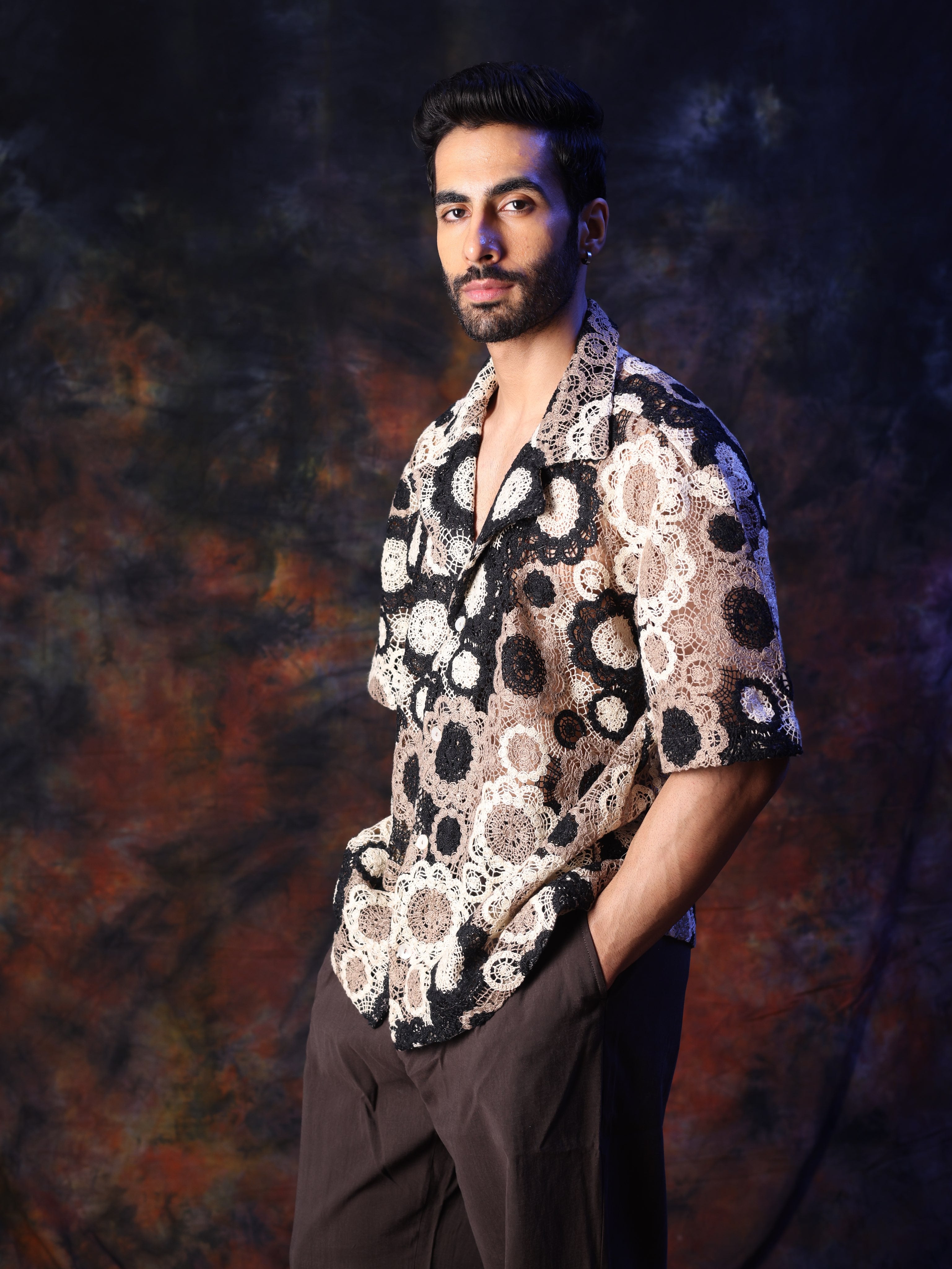 MONOCHROME CROCHET SHIRT