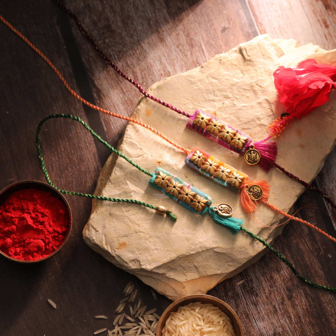 REGAL RECTANGULAR RAKHI - Set of 3