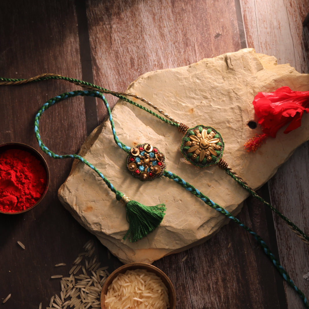 GREEN SURYANSH RAKHI COMBO - Set of 2