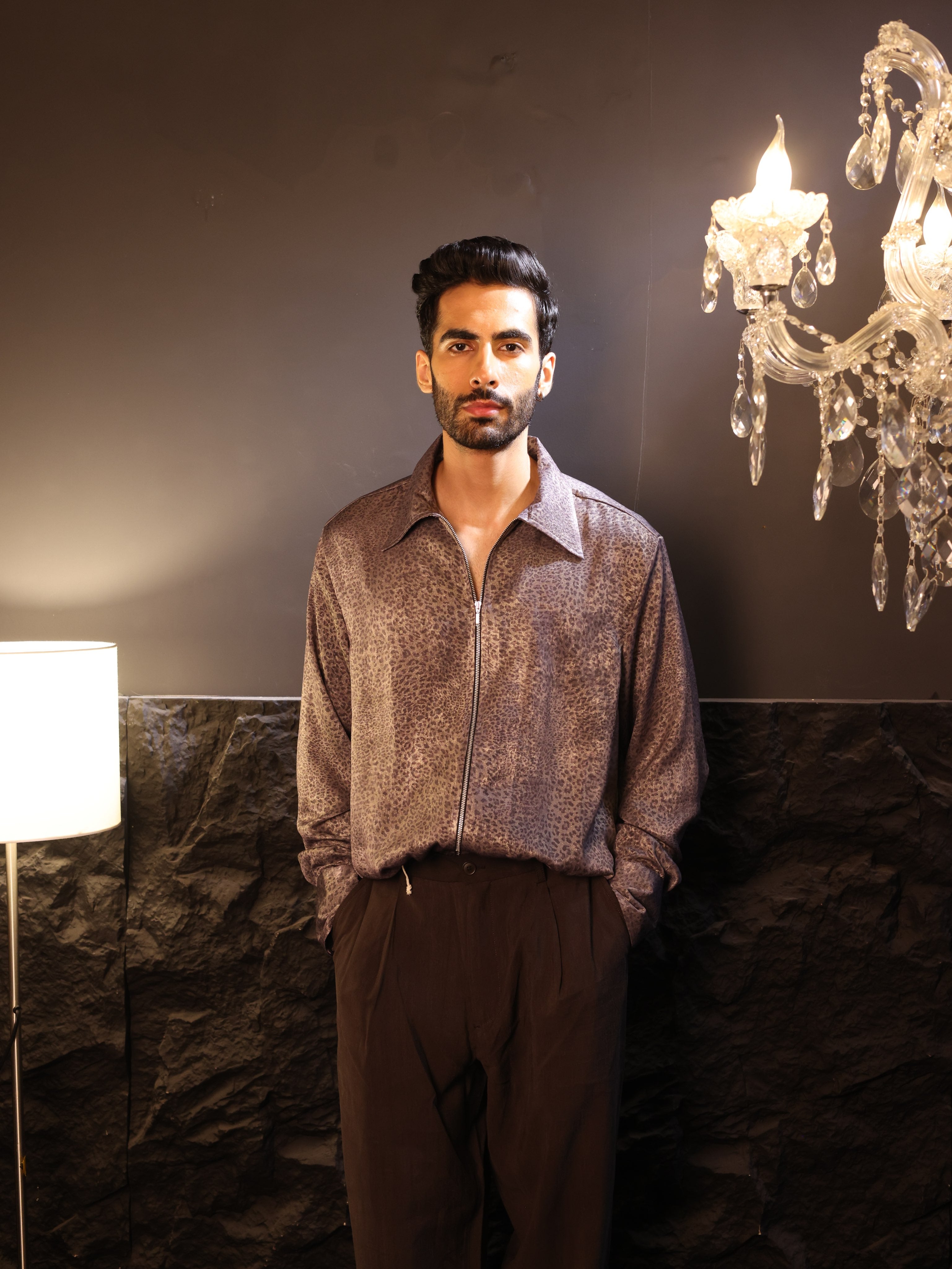 SMOKY TAUPE  ZIP SHIRT