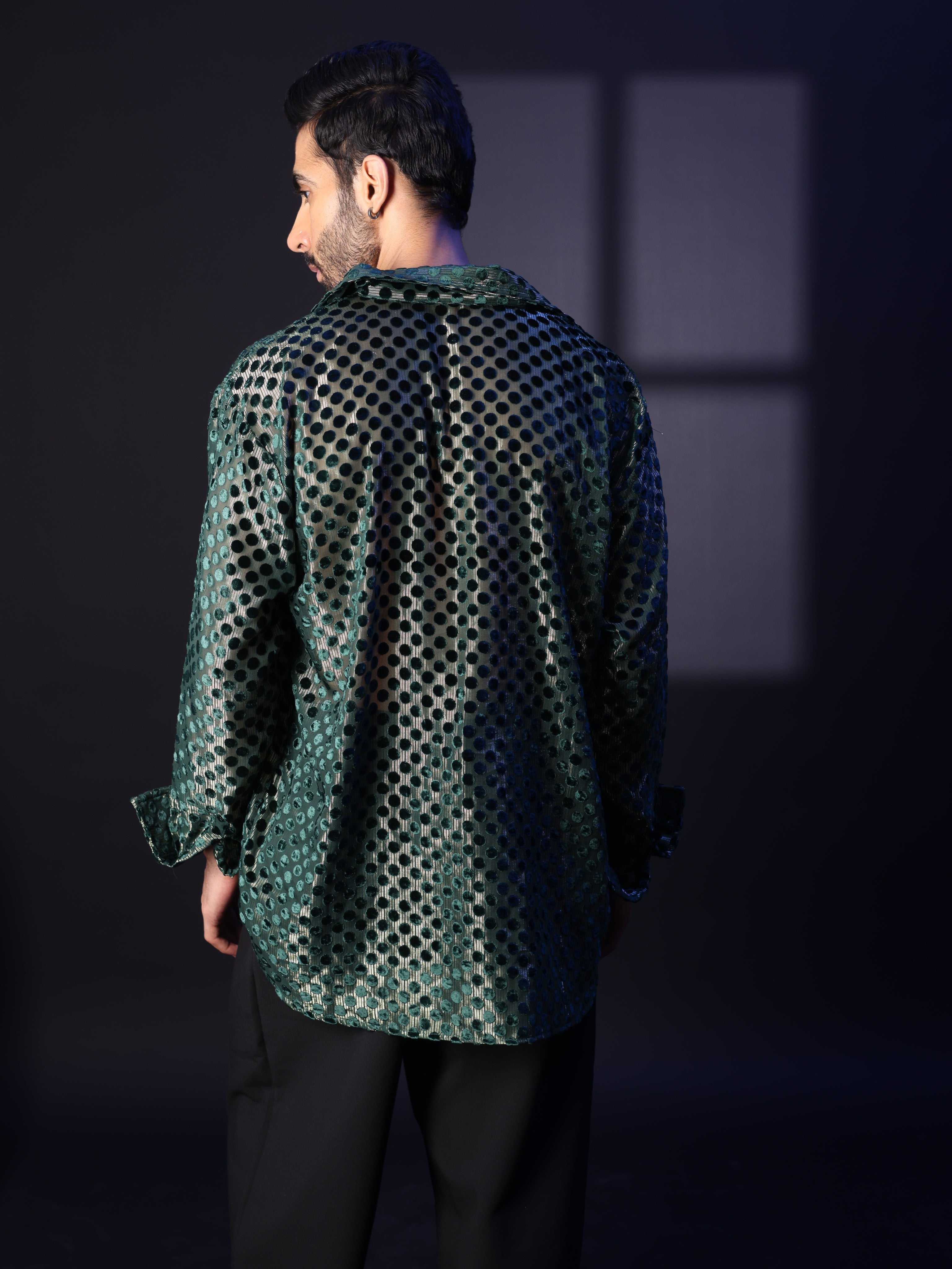 EMERALD POLKA HAZE ZIP SHIRT