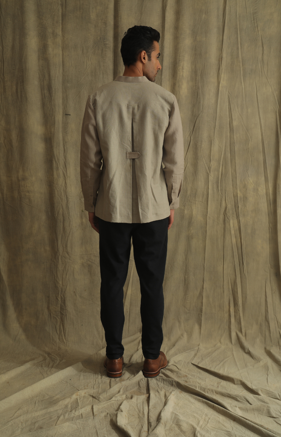 PANELLED LINEN SHIRT