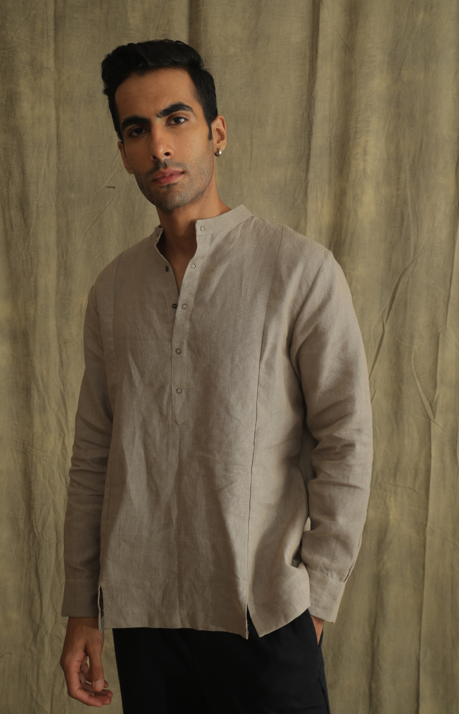 PANELLED LINEN SHIRT