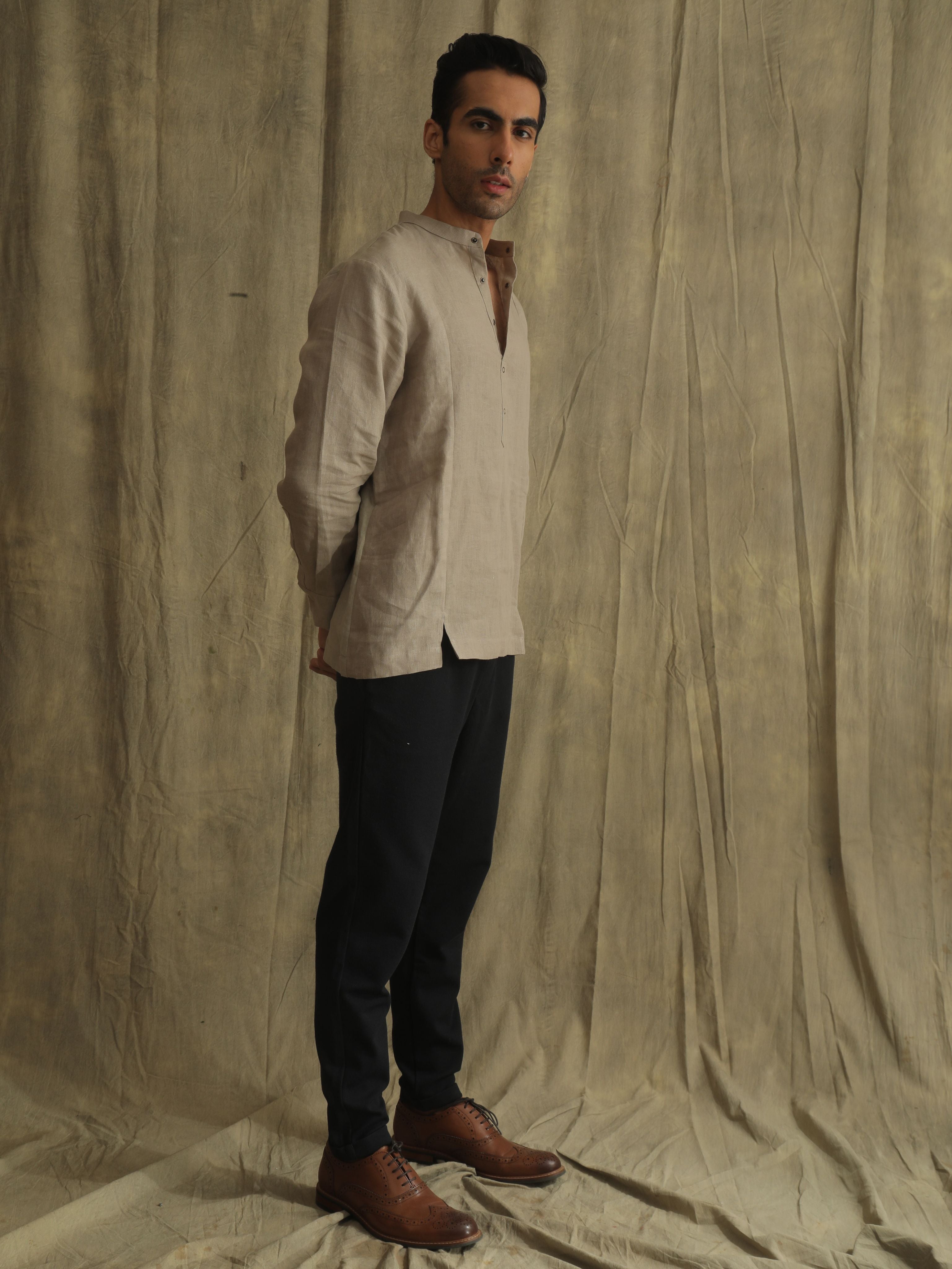 PANELLED LINEN SHIRT