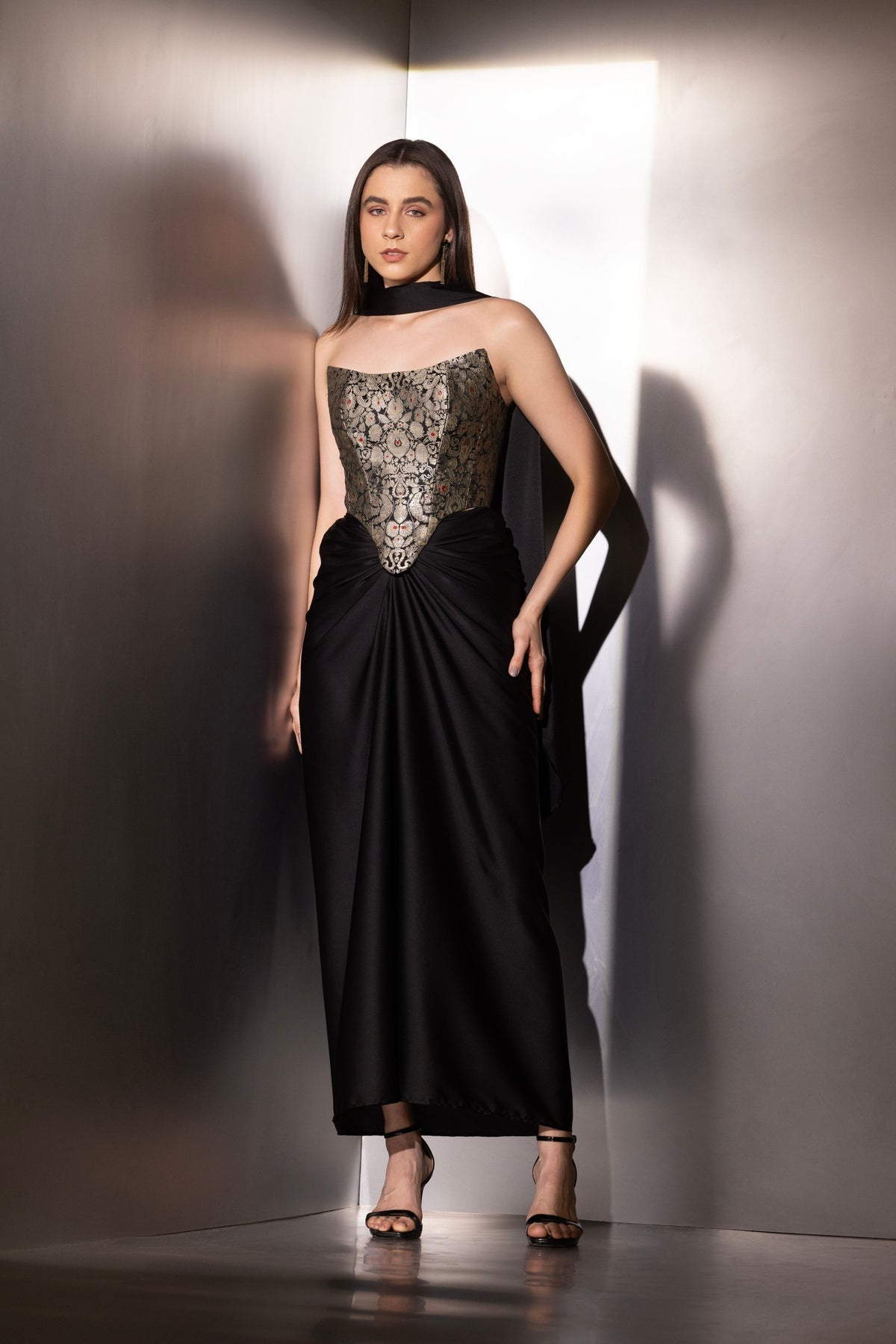 Black Contour Drape Corset