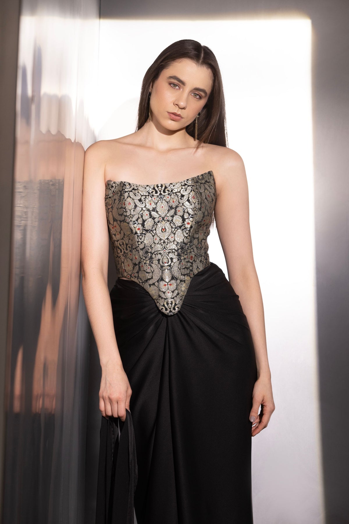 Black Contour Drape Corset